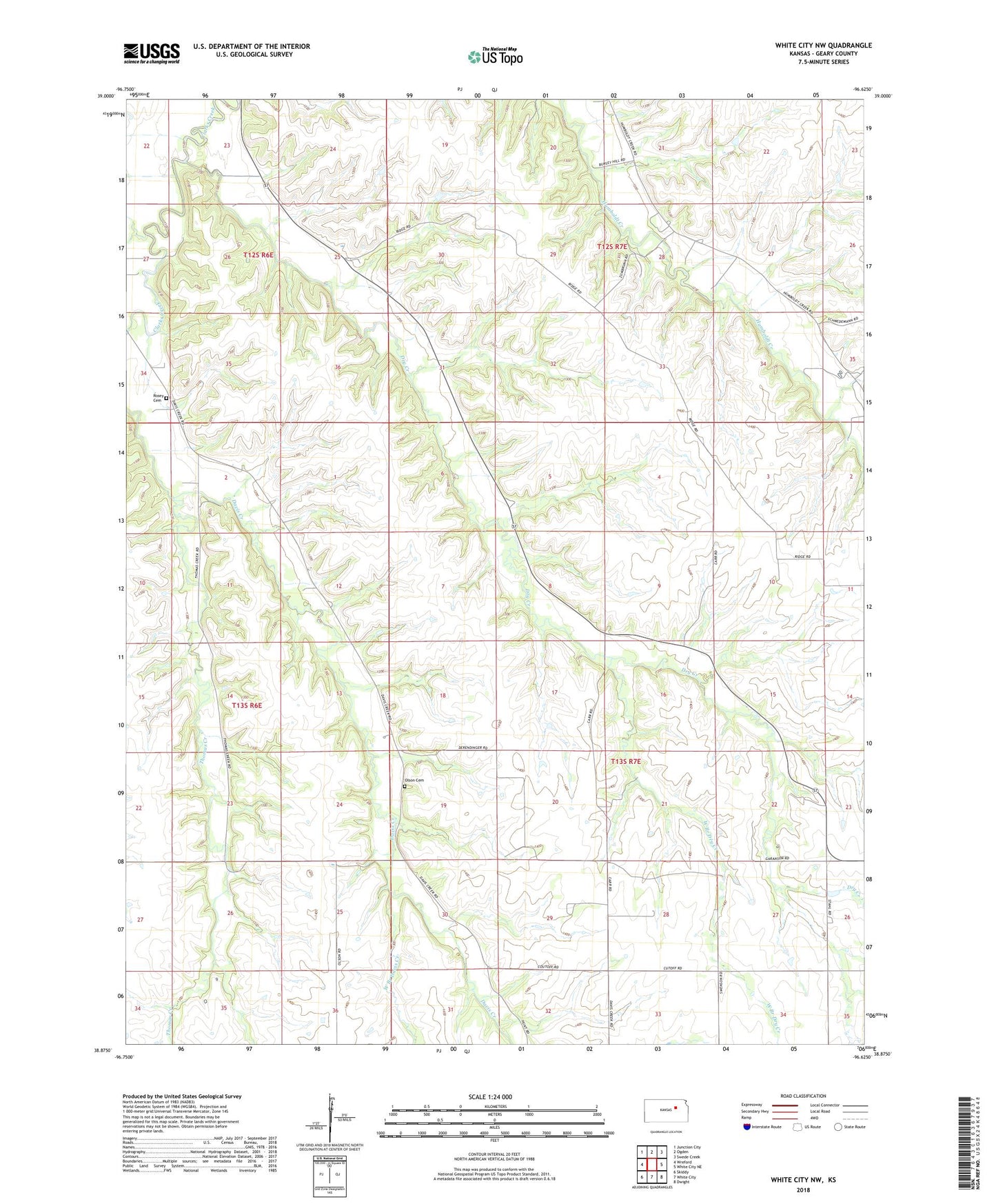 White City NW Kansas US Topo Map Image