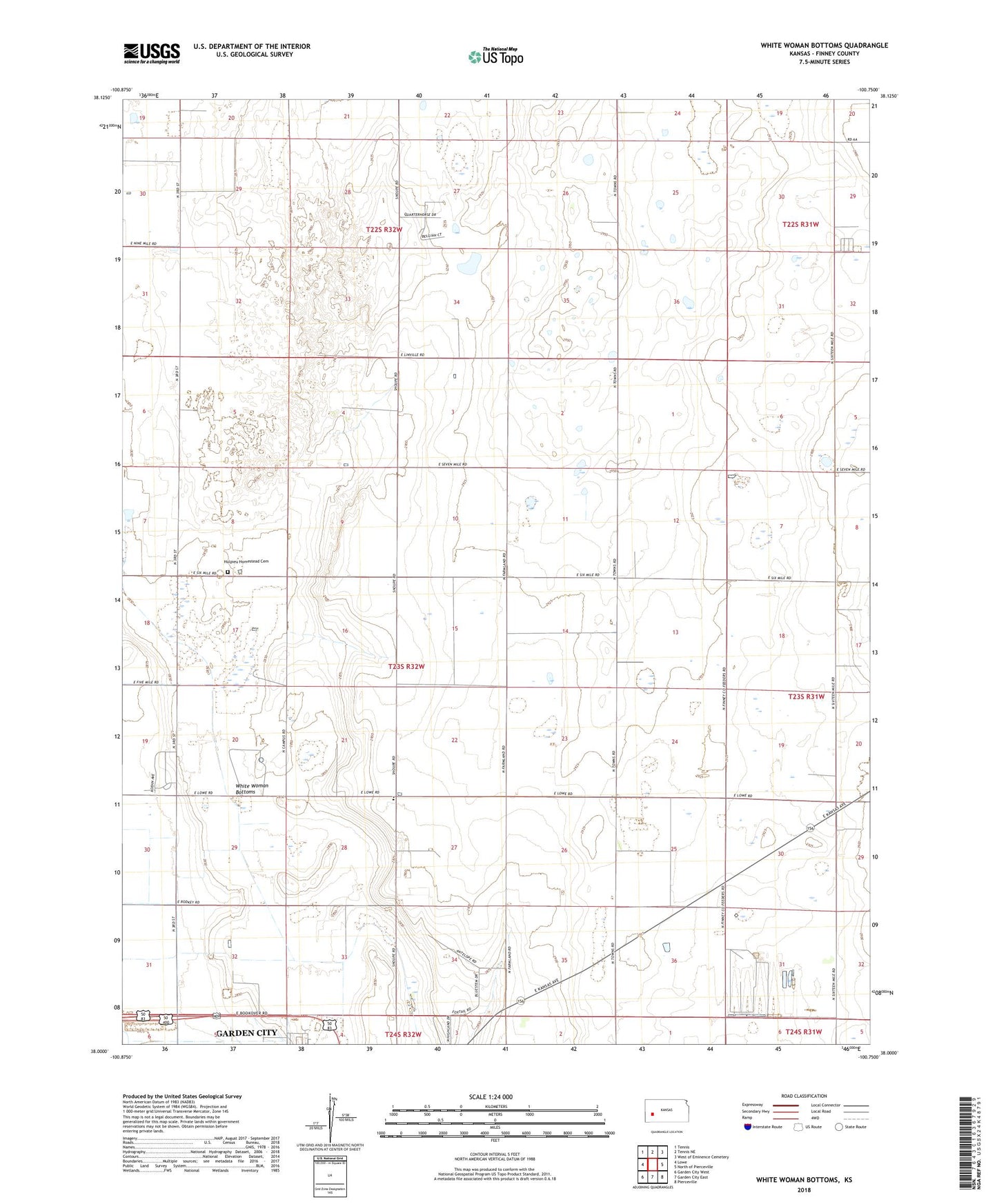 White Woman Bottoms Kansas US Topo Map Image
