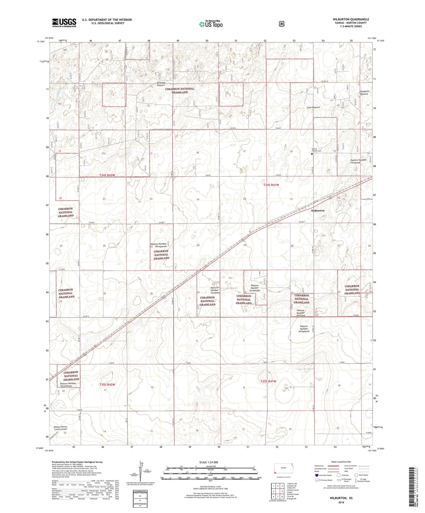 Wilburton Kansas US Topo Map Image
