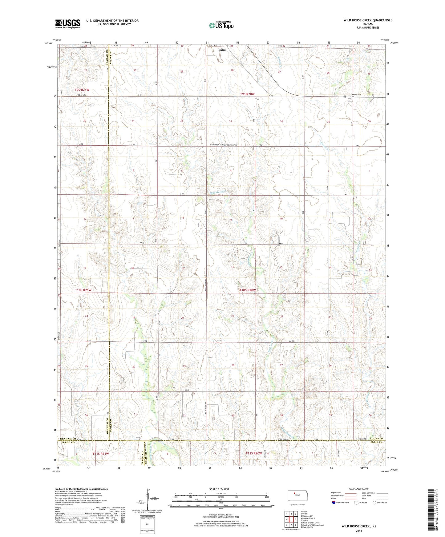Wild Horse Creek Kansas US Topo Map Image