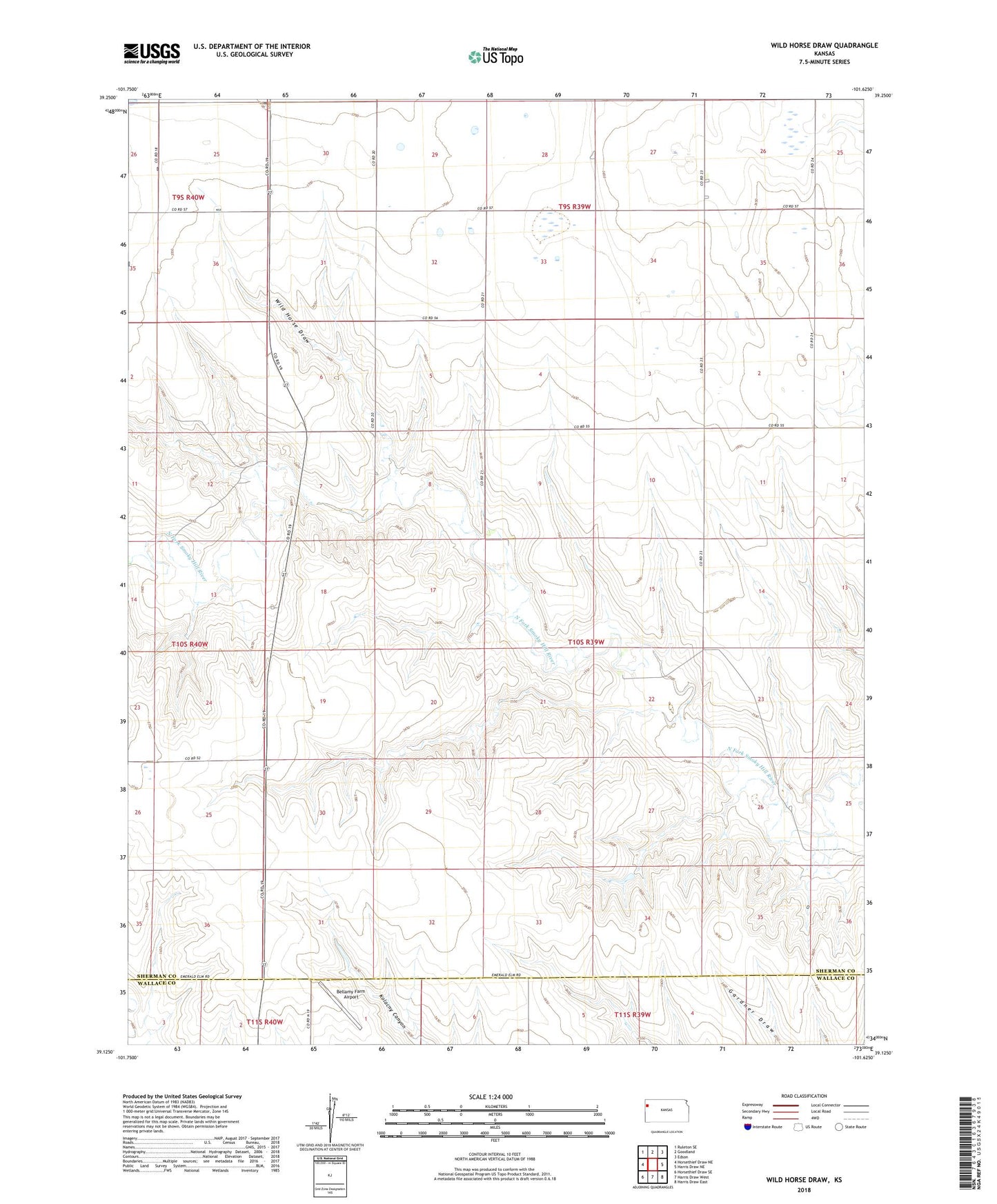 Wild Horse Draw Kansas US Topo Map Image