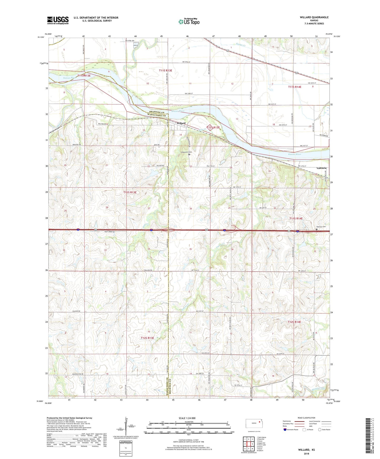 Willard Kansas US Topo Map Image