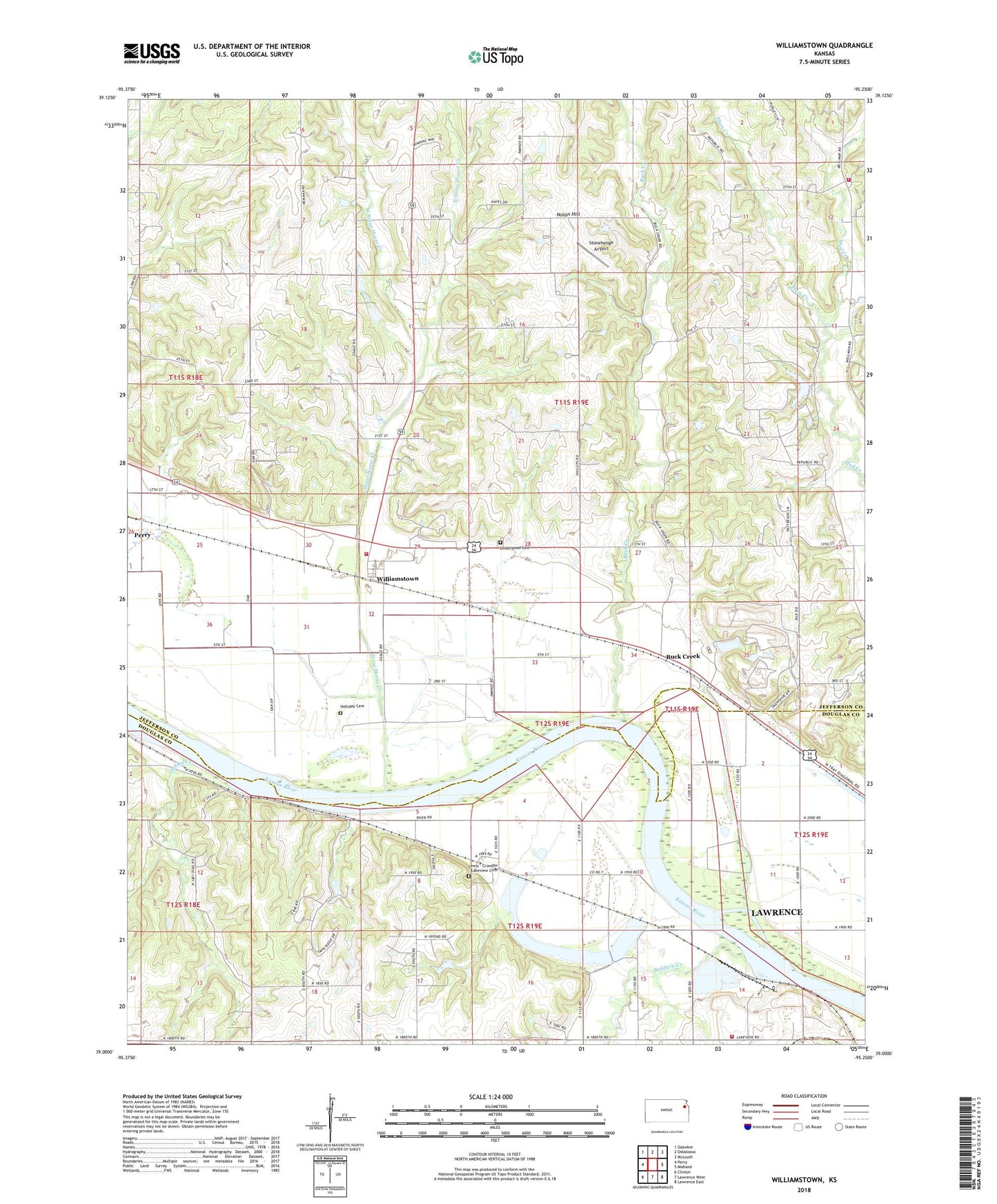 Williamstown Kansas US Topo Map Image