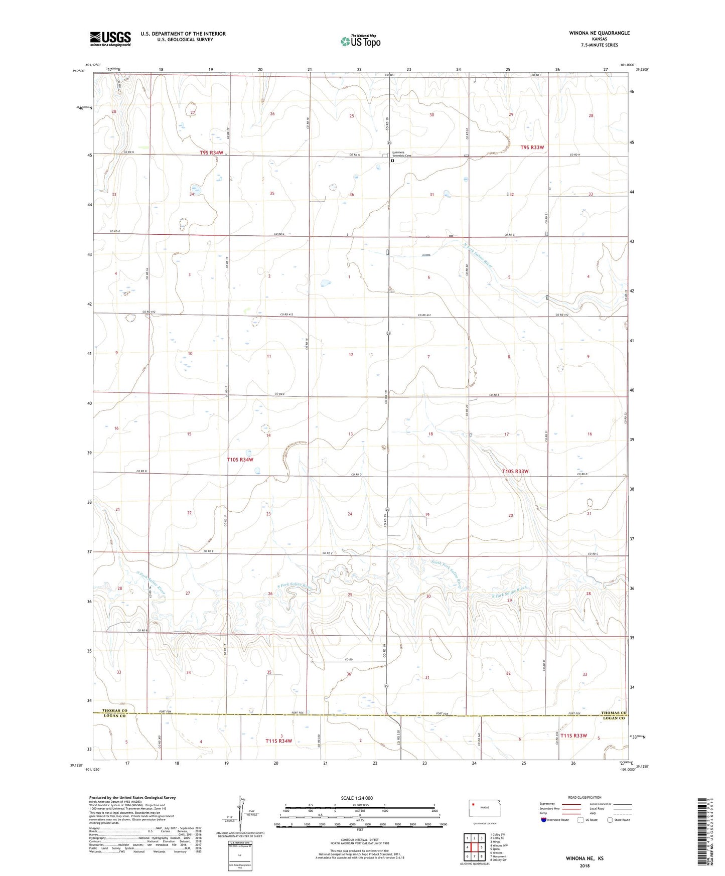 Winona NE Kansas US Topo Map Image