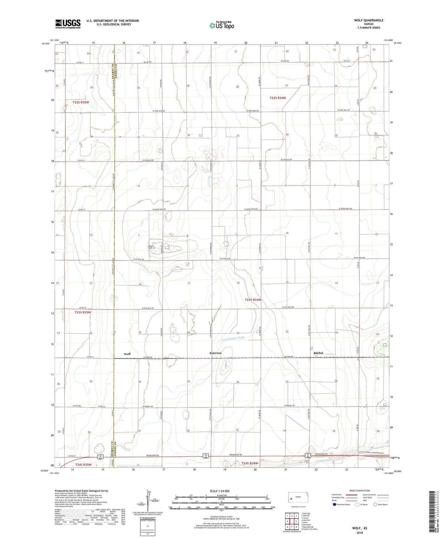 Wolf Kansas US Topo Map Image
