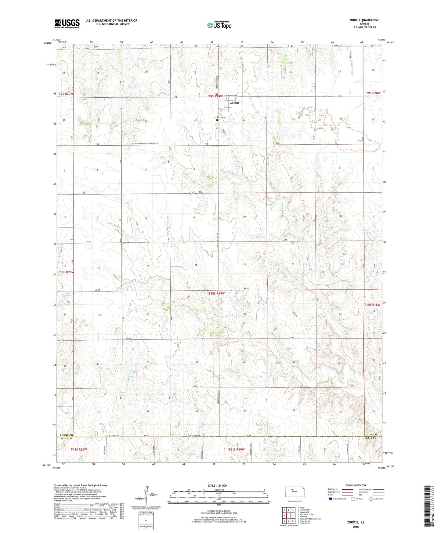 Zurich Kansas US Topo Map Image