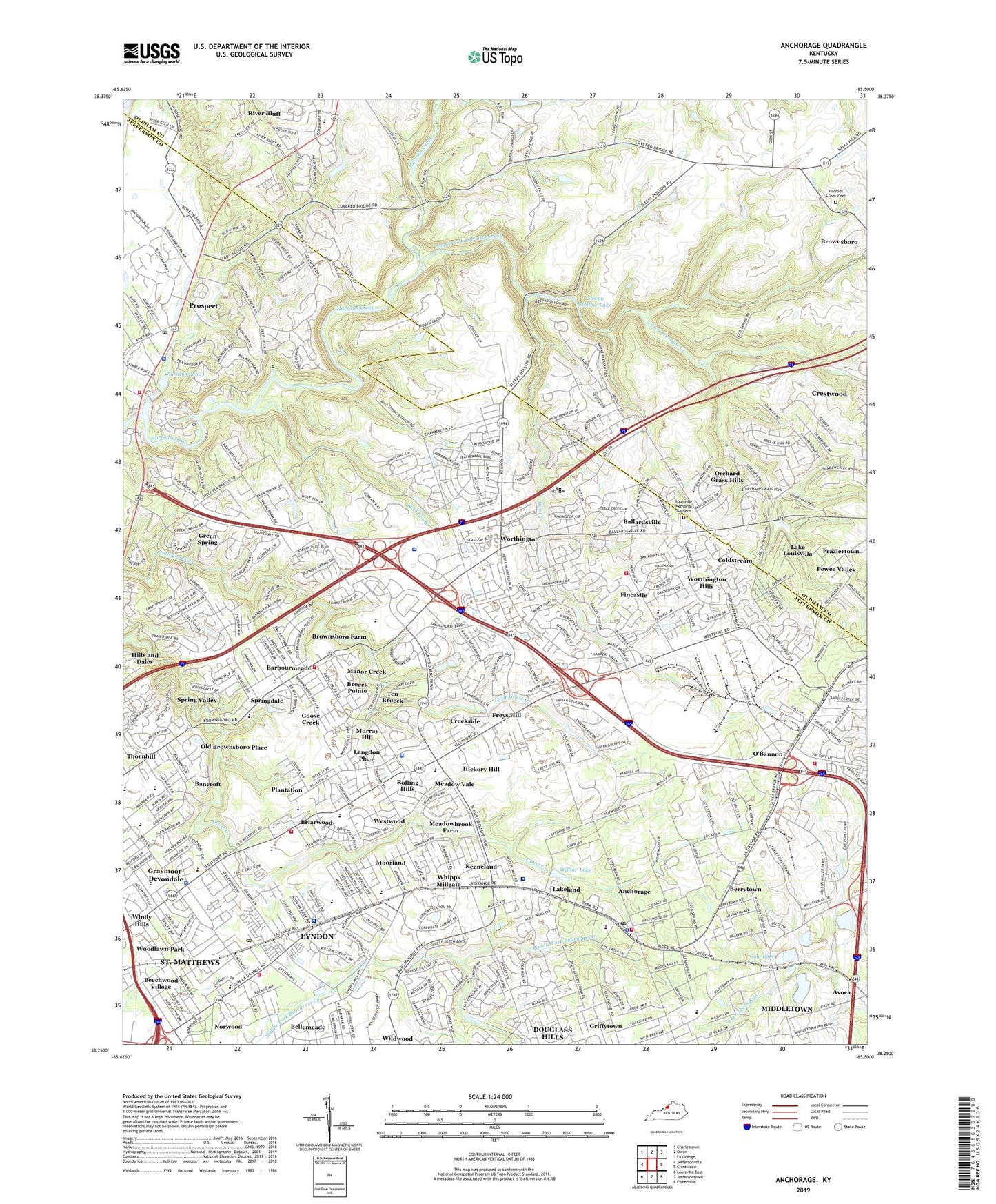 Anchorage Kentucky US Topo Map Image