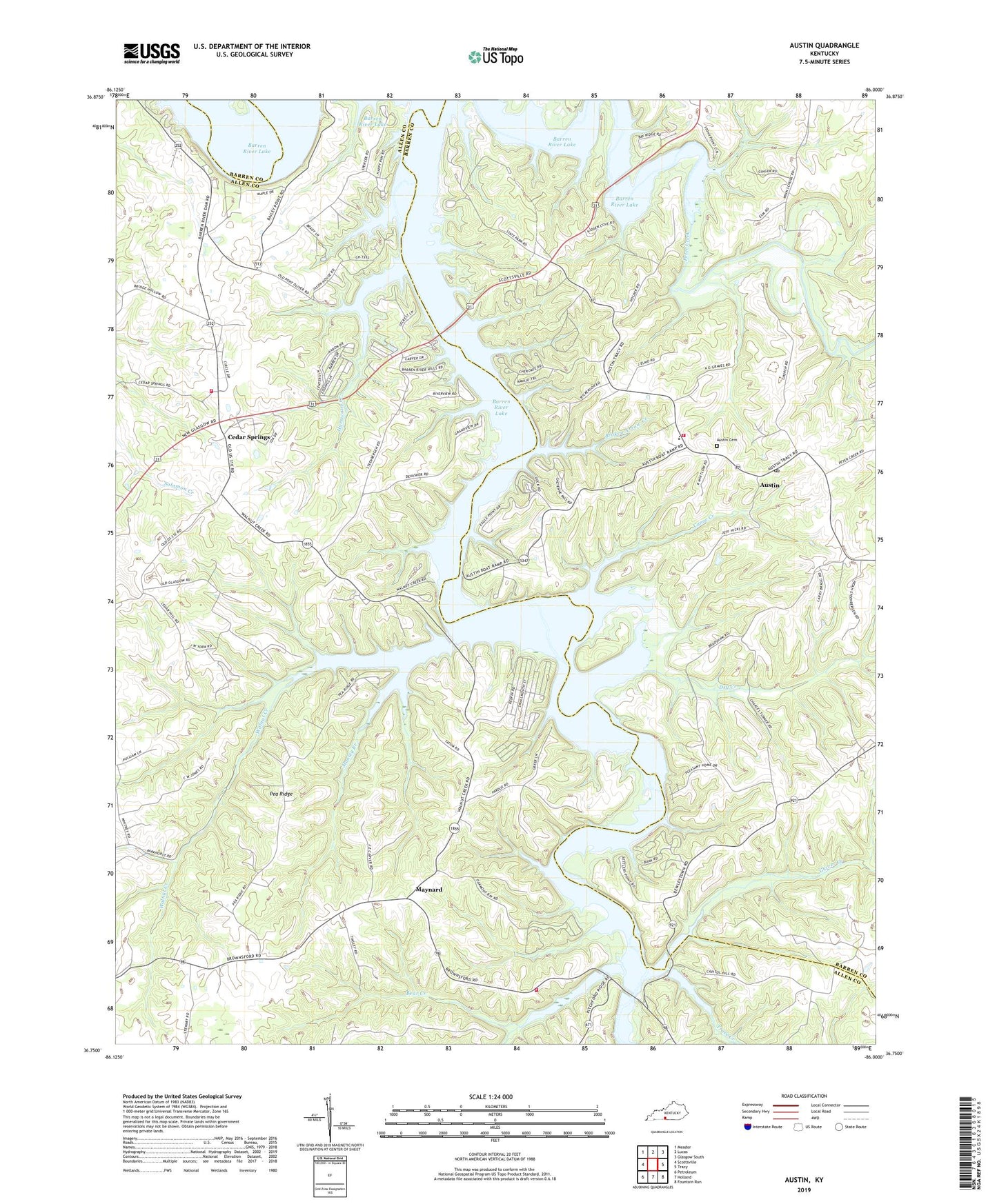 Austin Kentucky US Topo Map Image