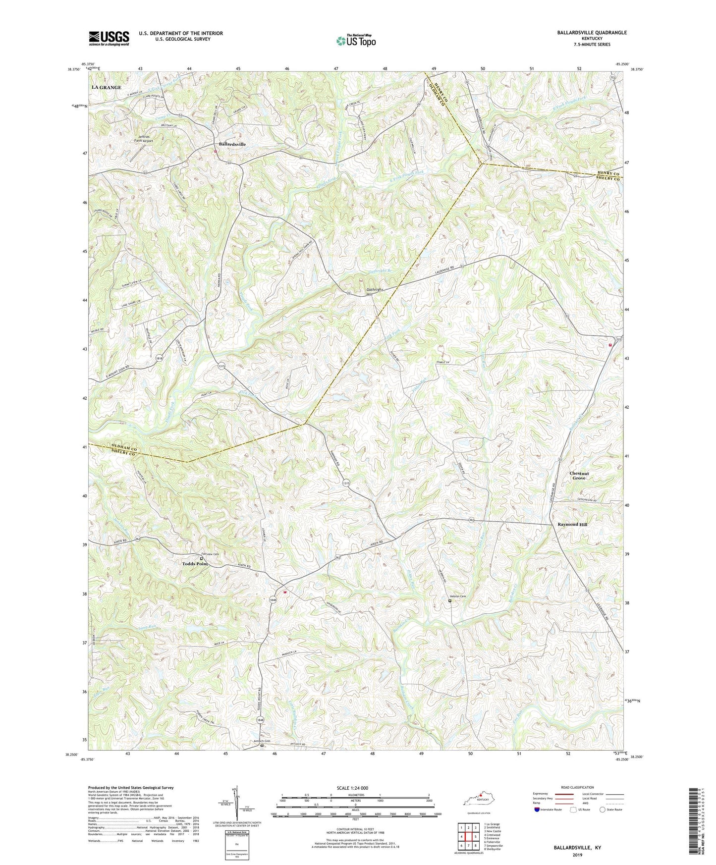 Ballardsville Kentucky US Topo Map Image