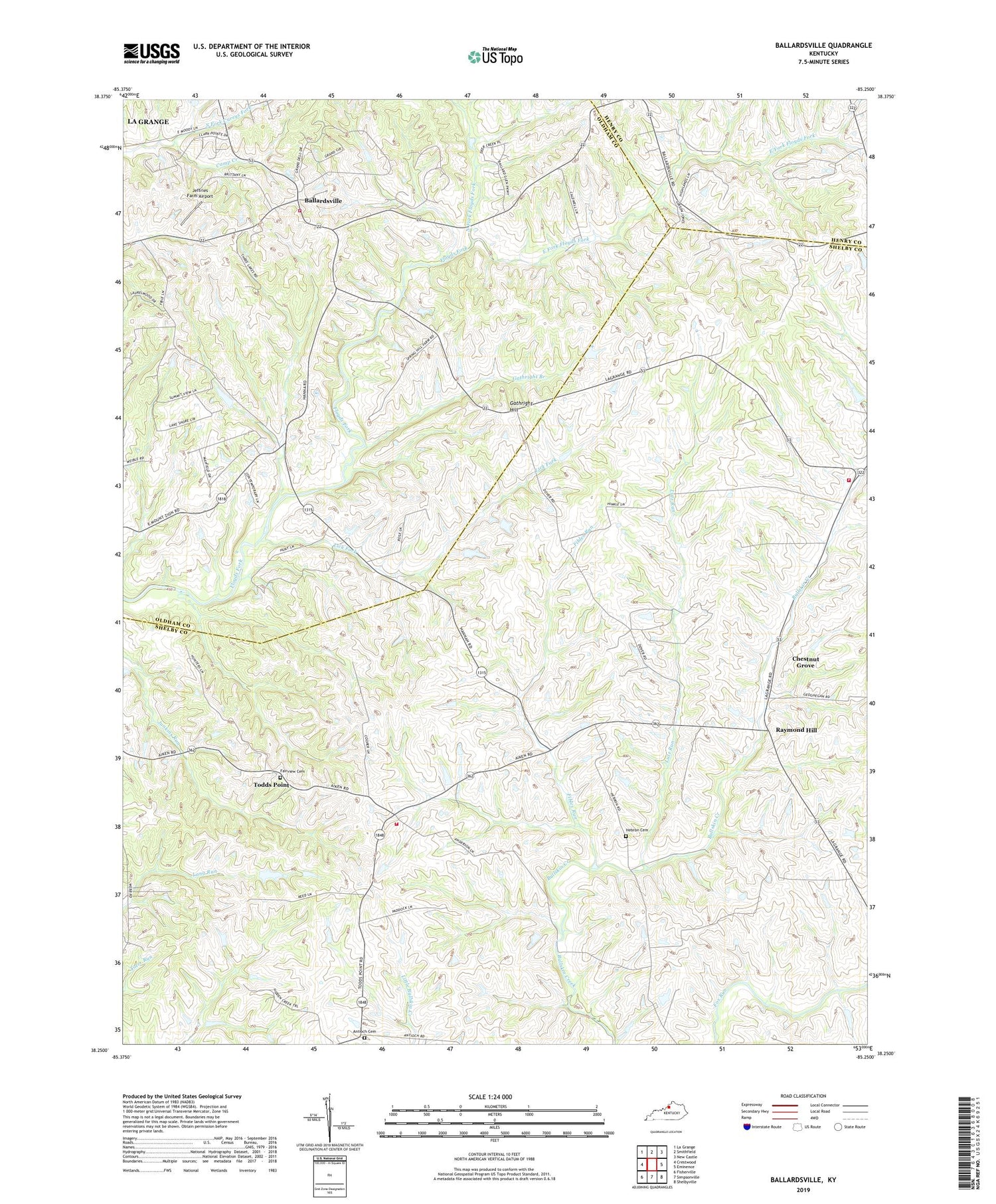 Ballardsville Kentucky US Topo Map Image