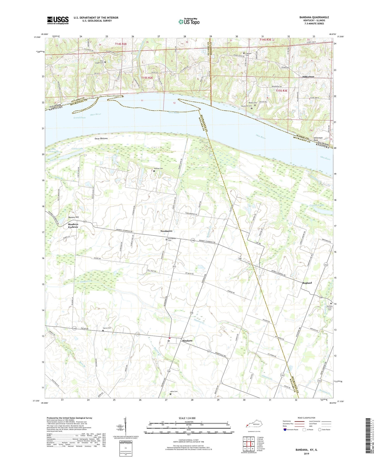 Bandana Kentucky US Topo Map Image