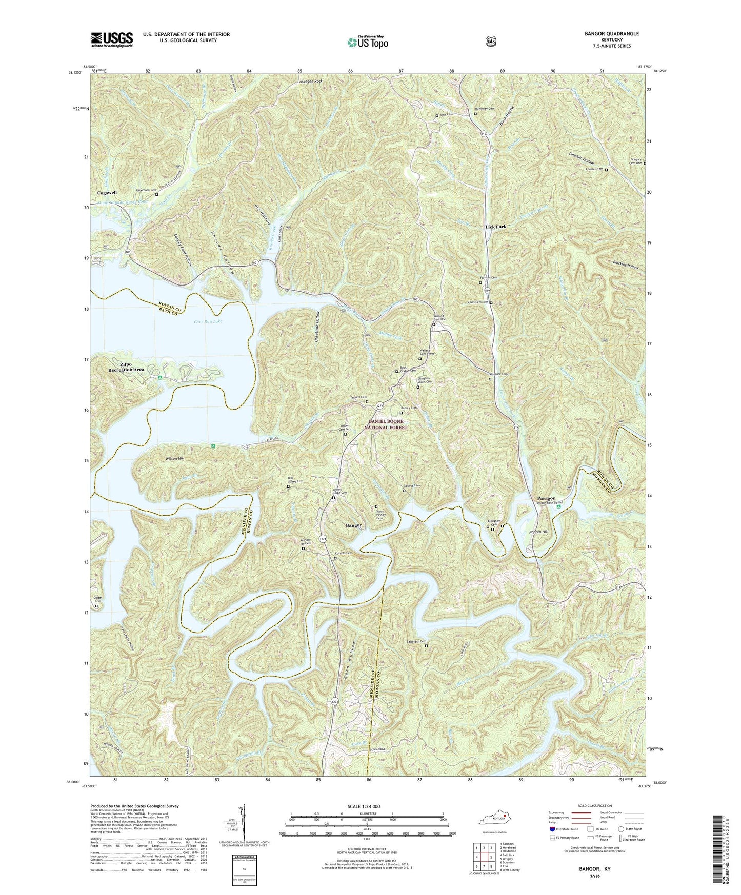 Bangor Kentucky US Topo Map Image