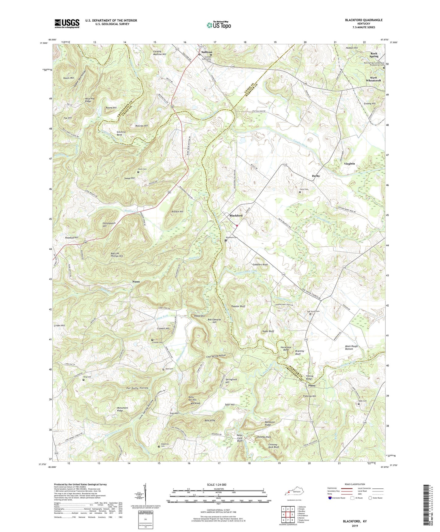 Blackford Kentucky US Topo Map Image