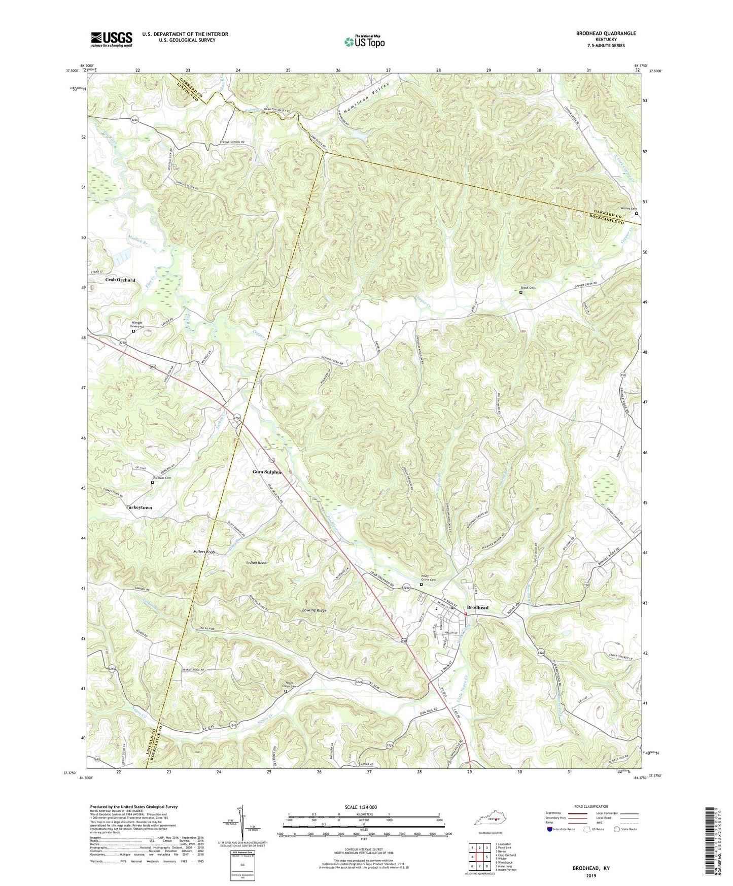 Brodhead Kentucky US Topo Map Image