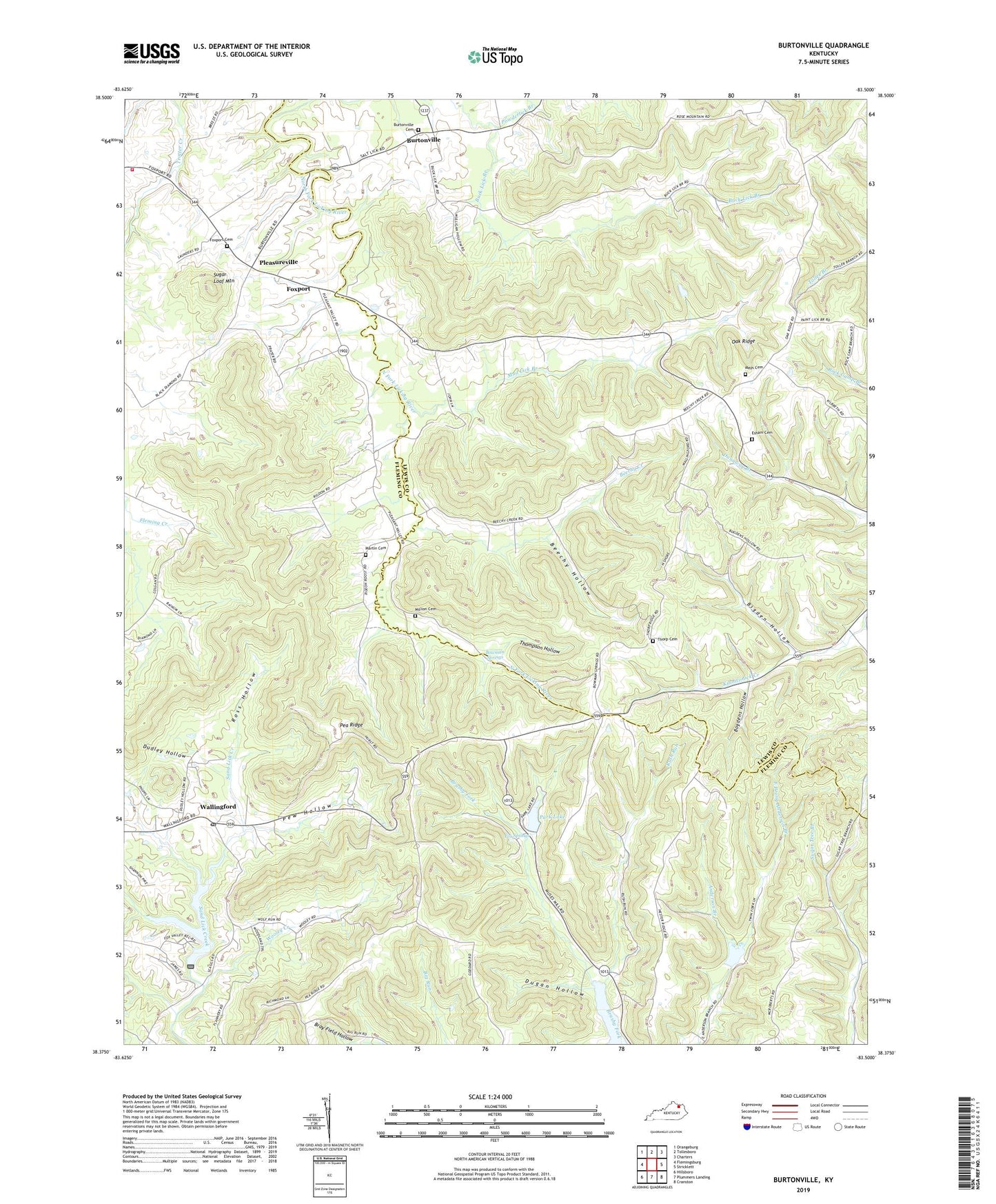 Burtonville Kentucky US Topo Map Image