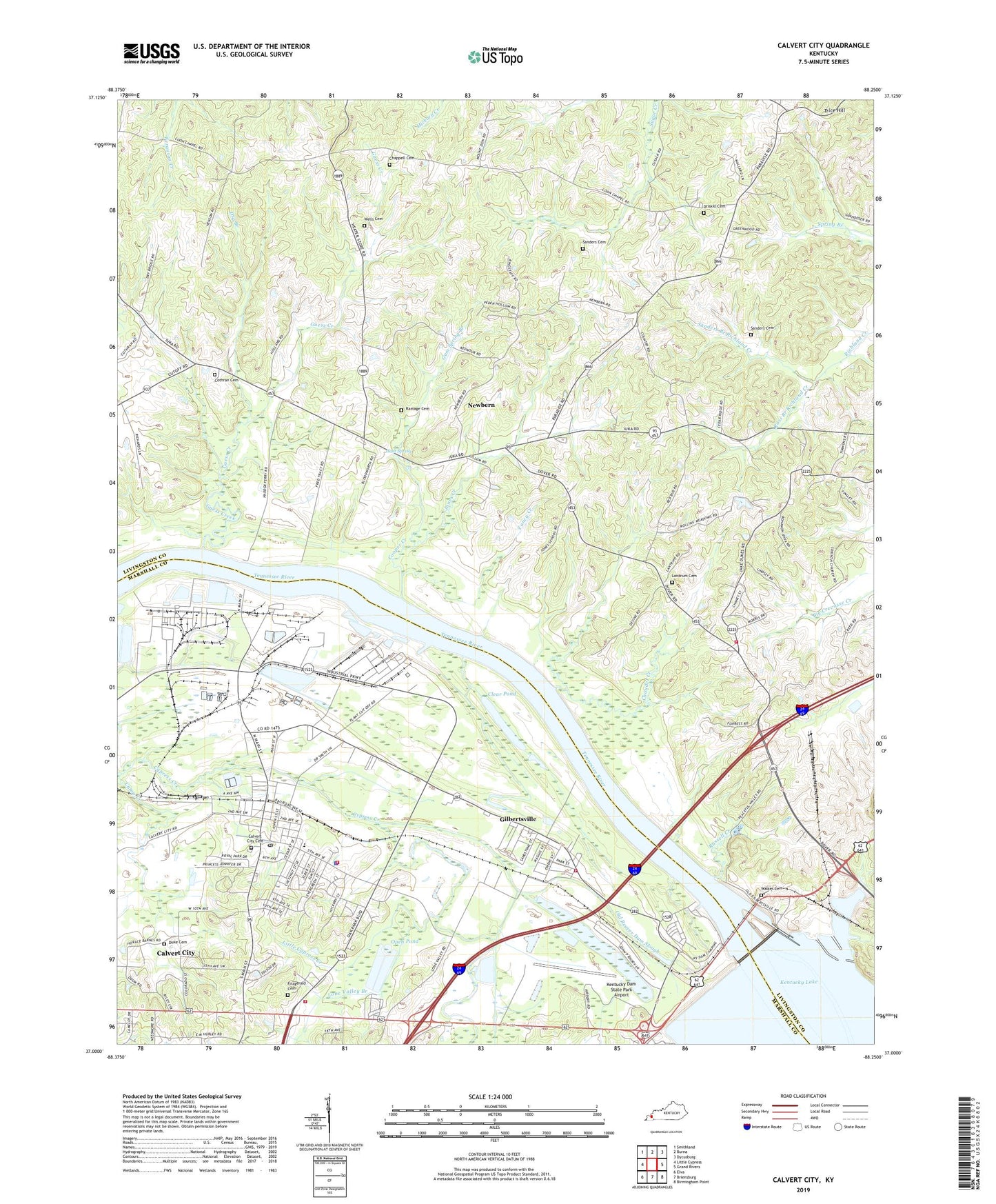 Calvert City Kentucky US Topo Map Image