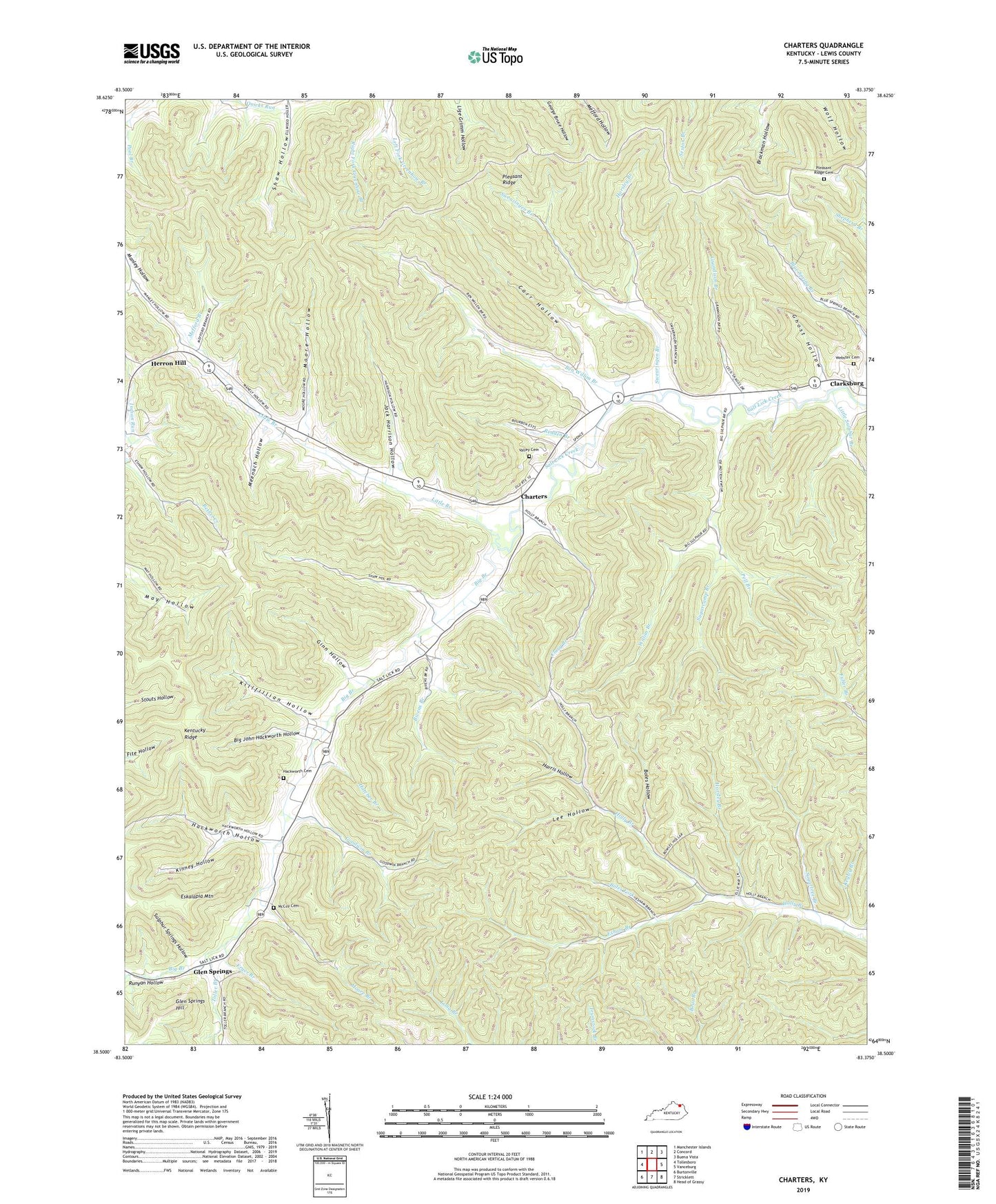 Charters Kentucky US Topo Map Image