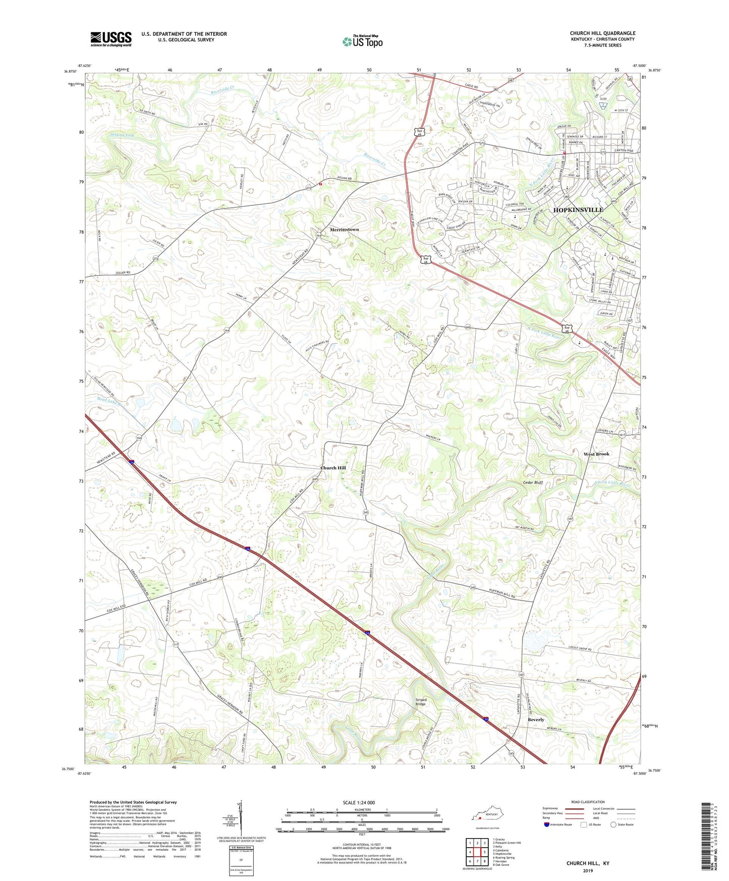 Church Hill Kentucky US Topo Map Image