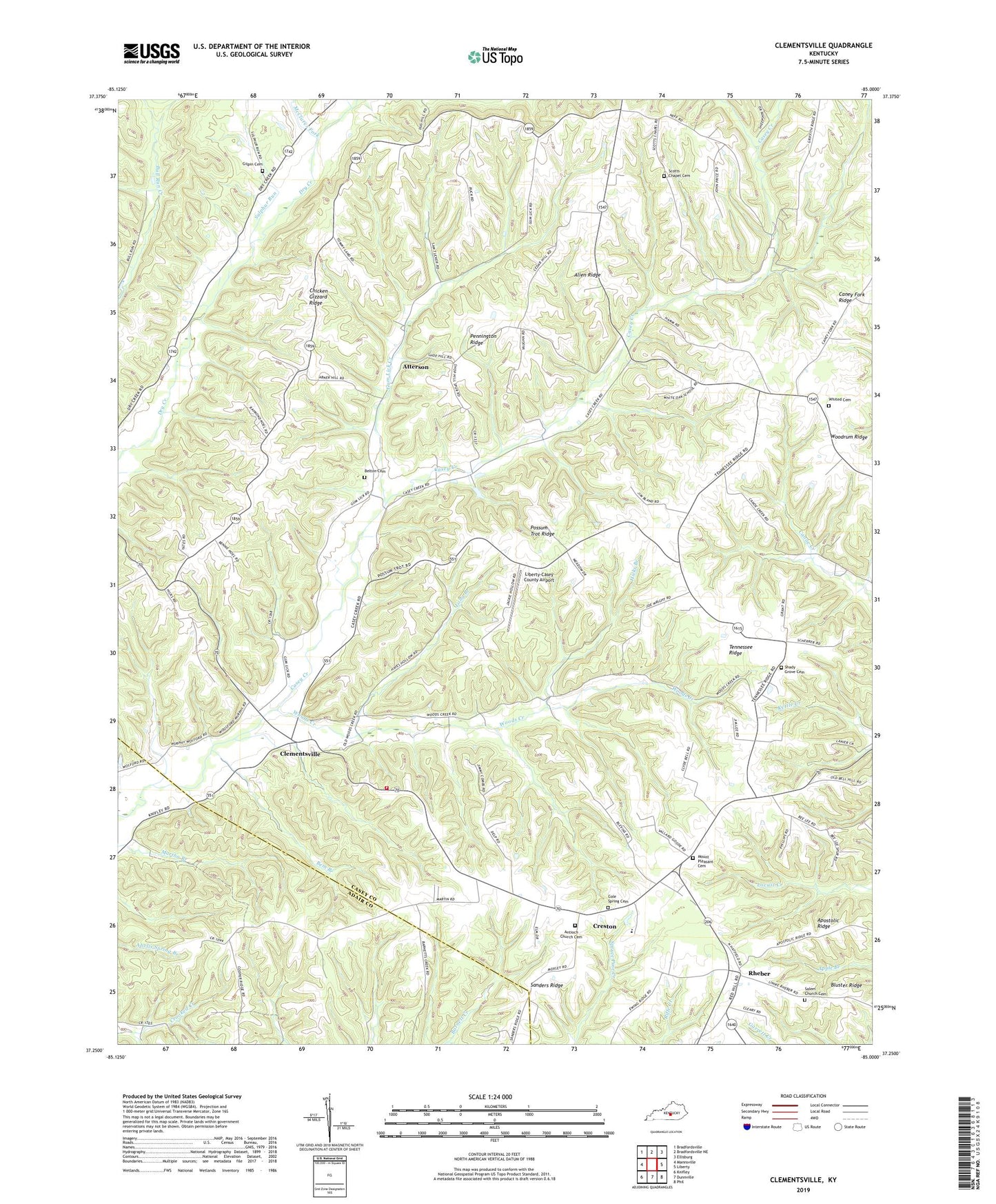 Clementsville Kentucky US Topo Map Image