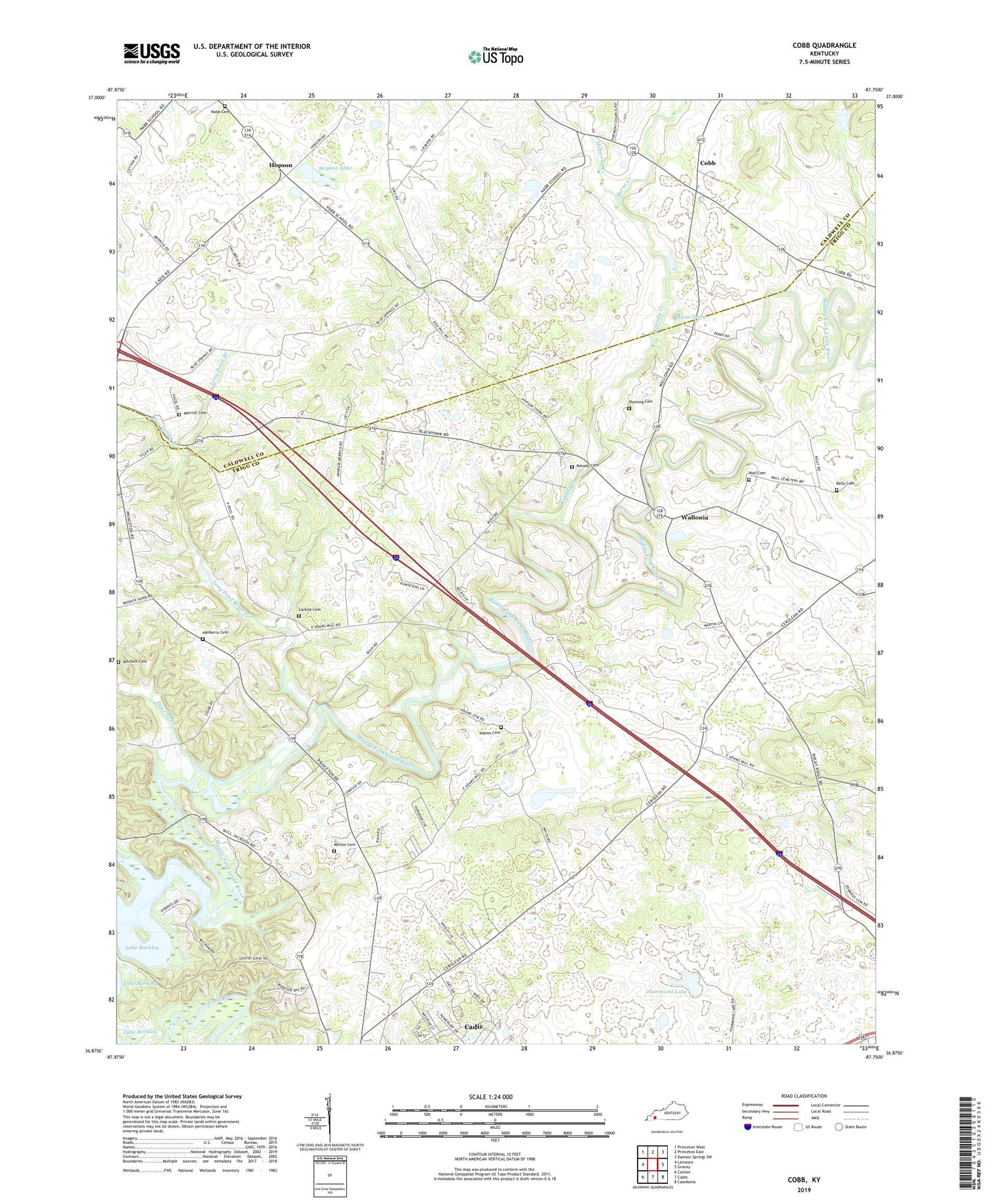 Cobb Kentucky US Topo Map Image