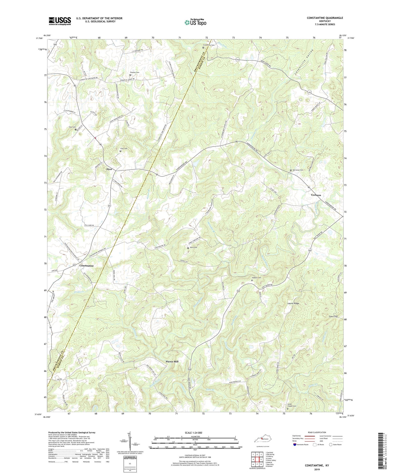 Constantine Kentucky US Topo Map Image