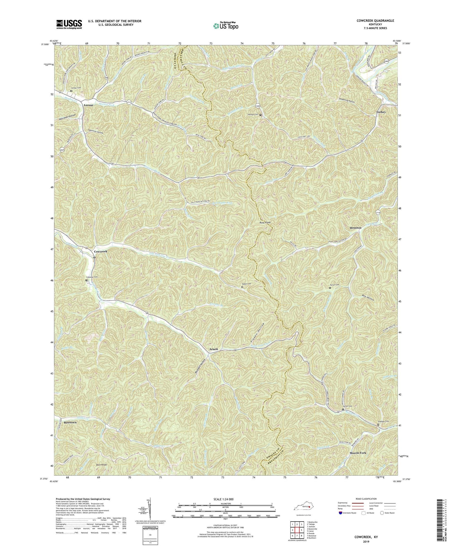 Cowcreek Kentucky US Topo Map Image