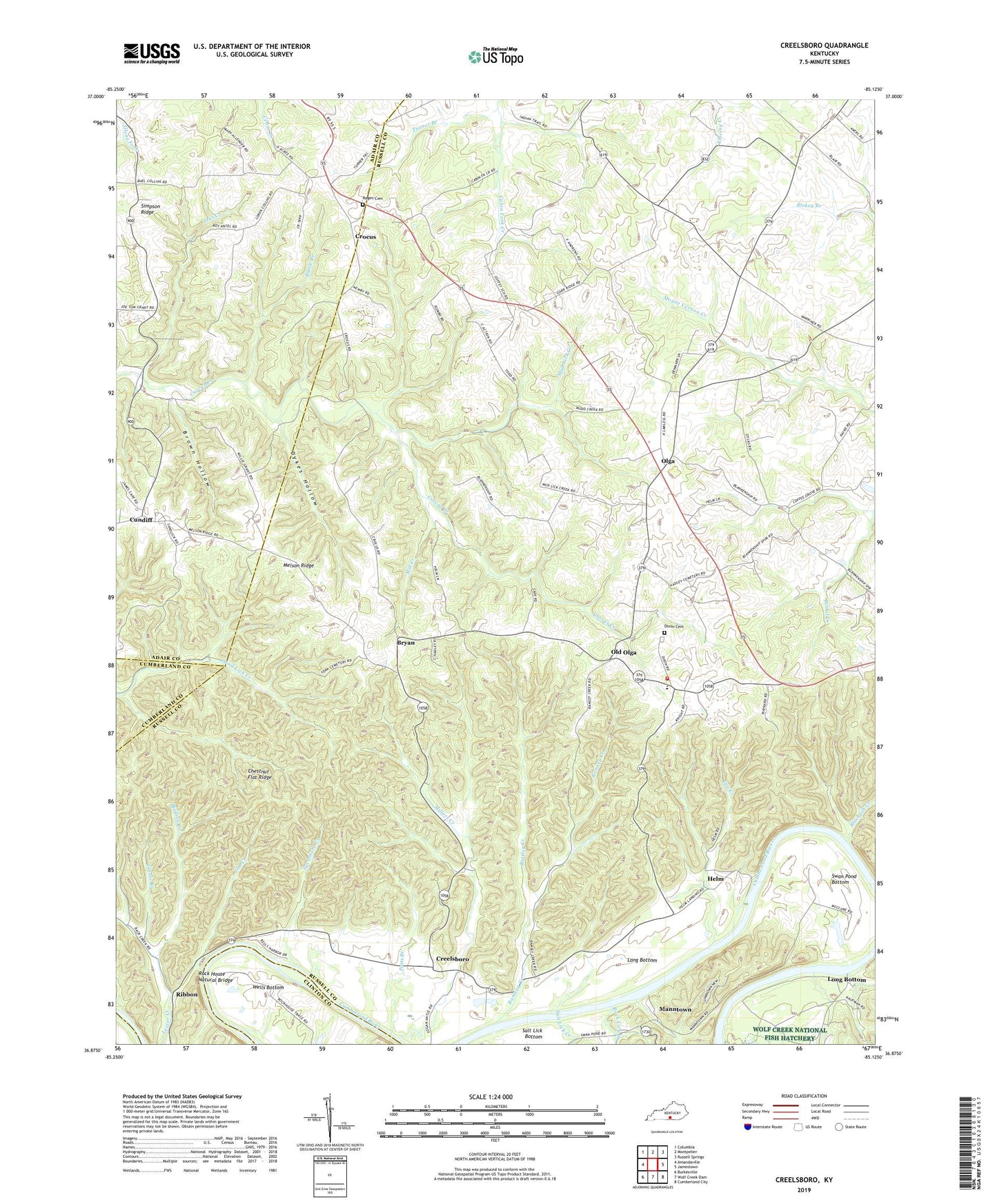 Creelsboro Kentucky US Topo Map Image