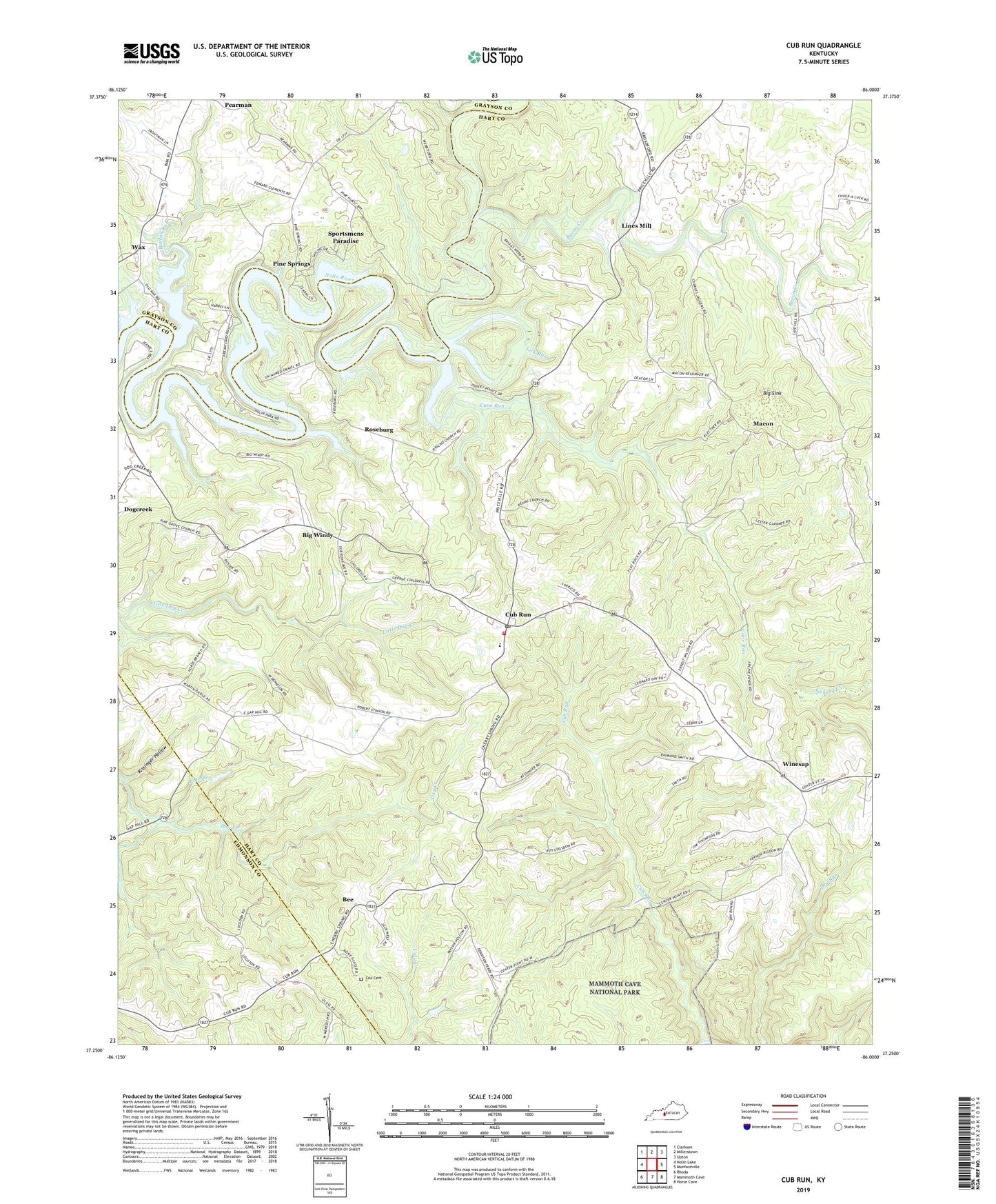 Cub Run Kentucky US Topo Map Image