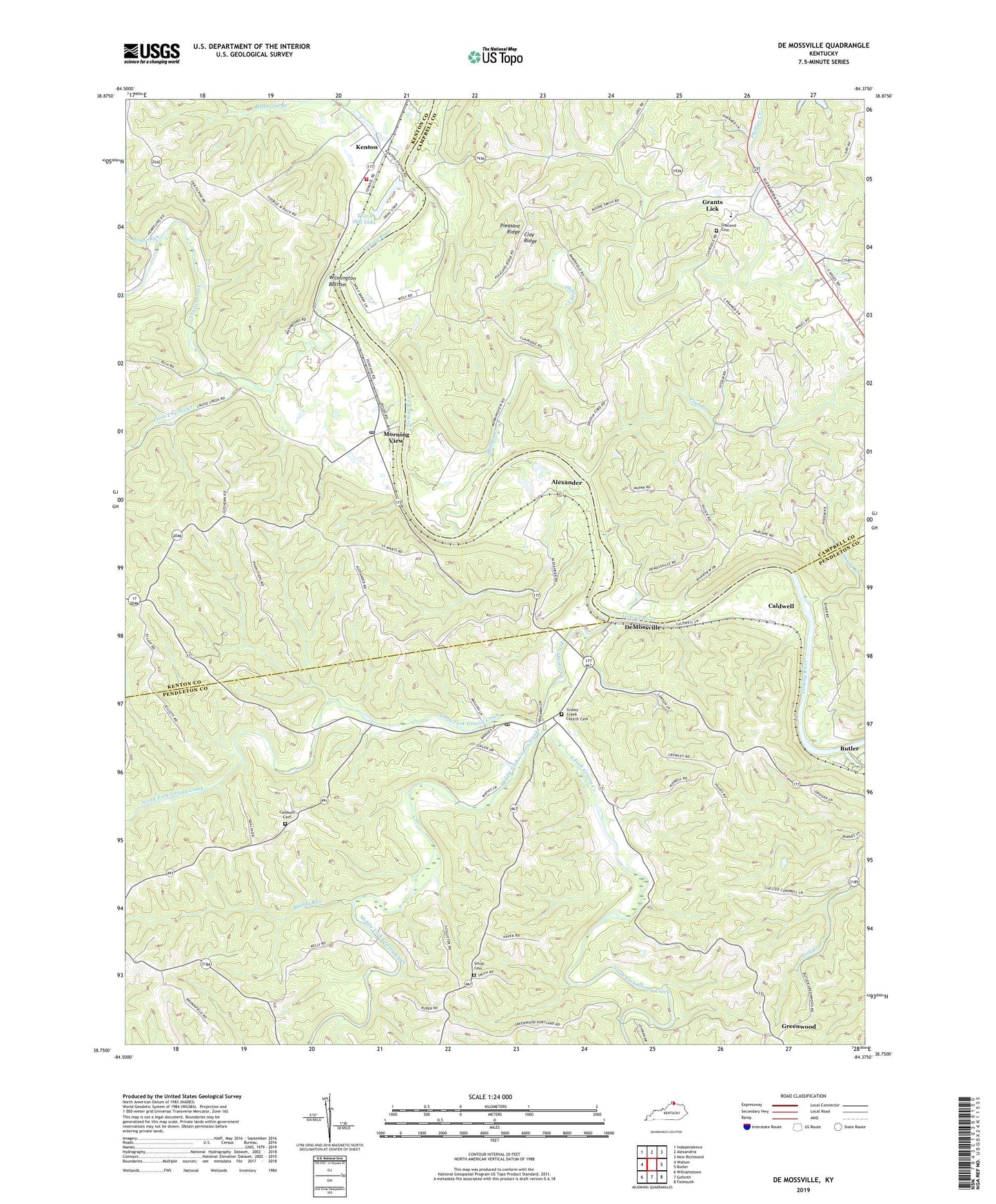 De Mossville Kentucky US Topo Map Image