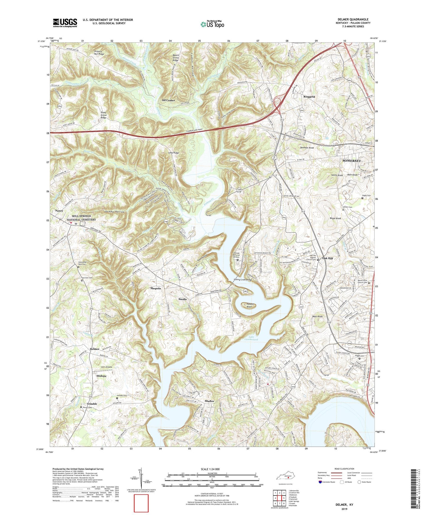 Delmer Kentucky US Topo Map Image