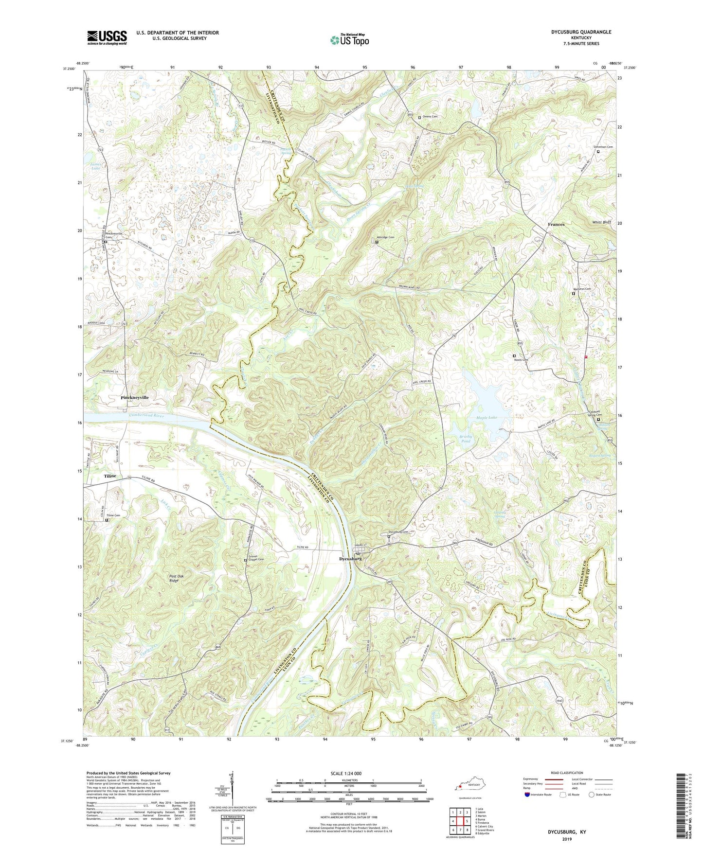 Dycusburg Kentucky US Topo Map Image