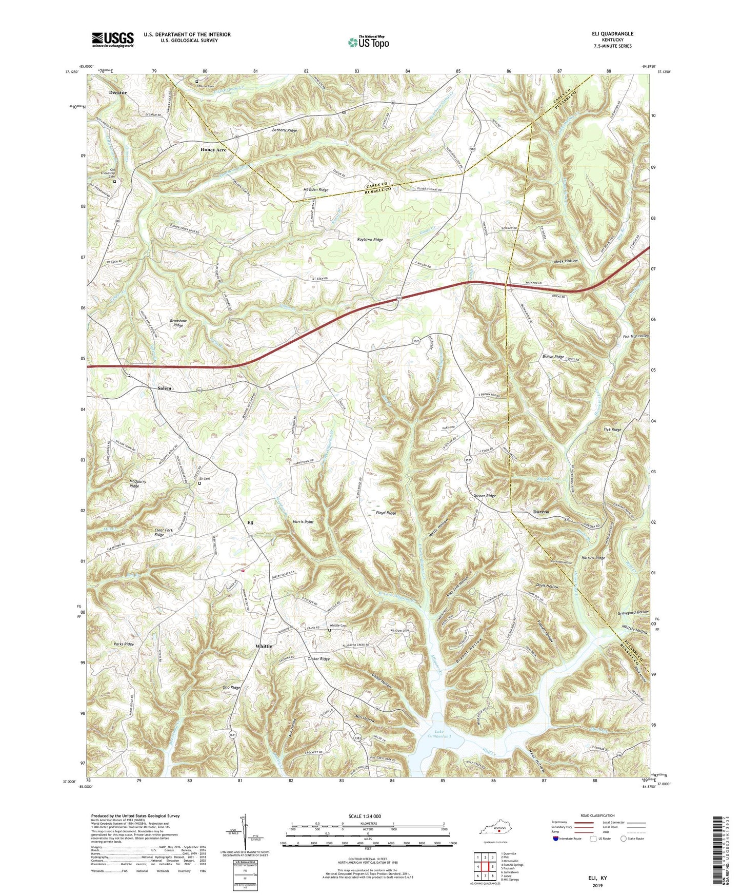 Eli Kentucky US Topo Map Image
