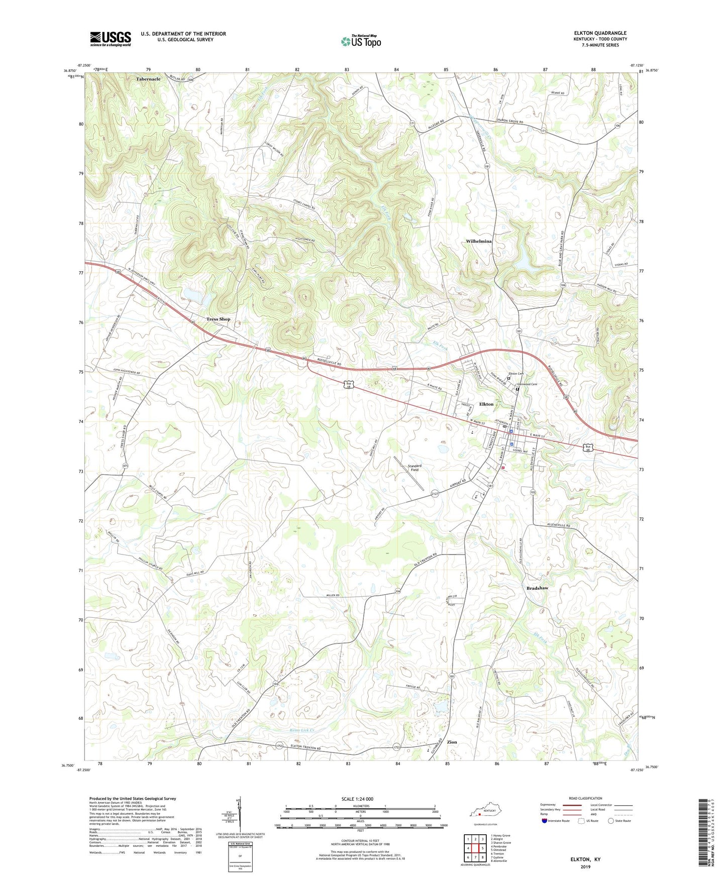 Elkton Kentucky US Topo Map Image