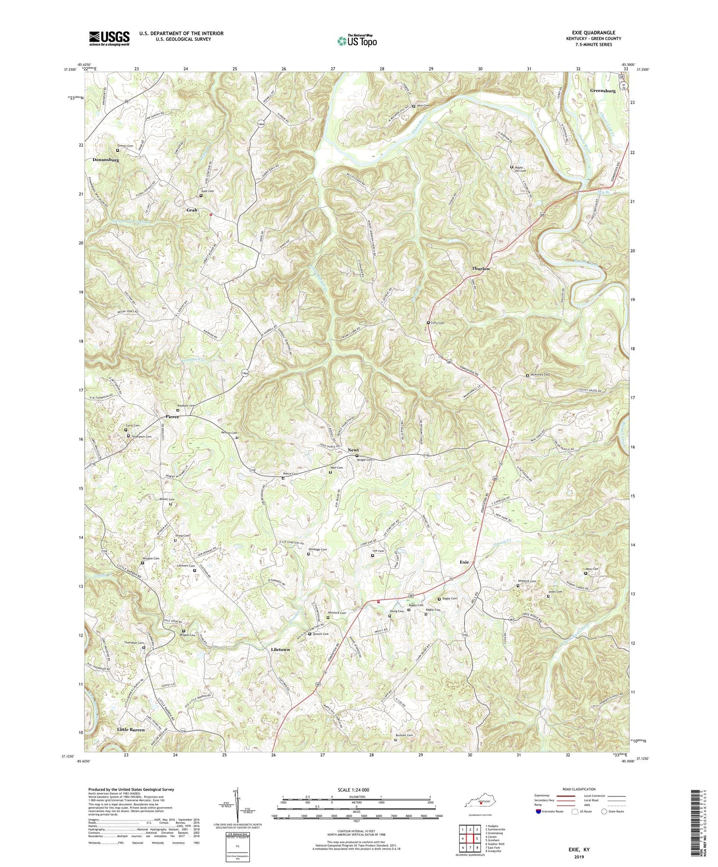 Exie Kentucky US Topo Map Image
