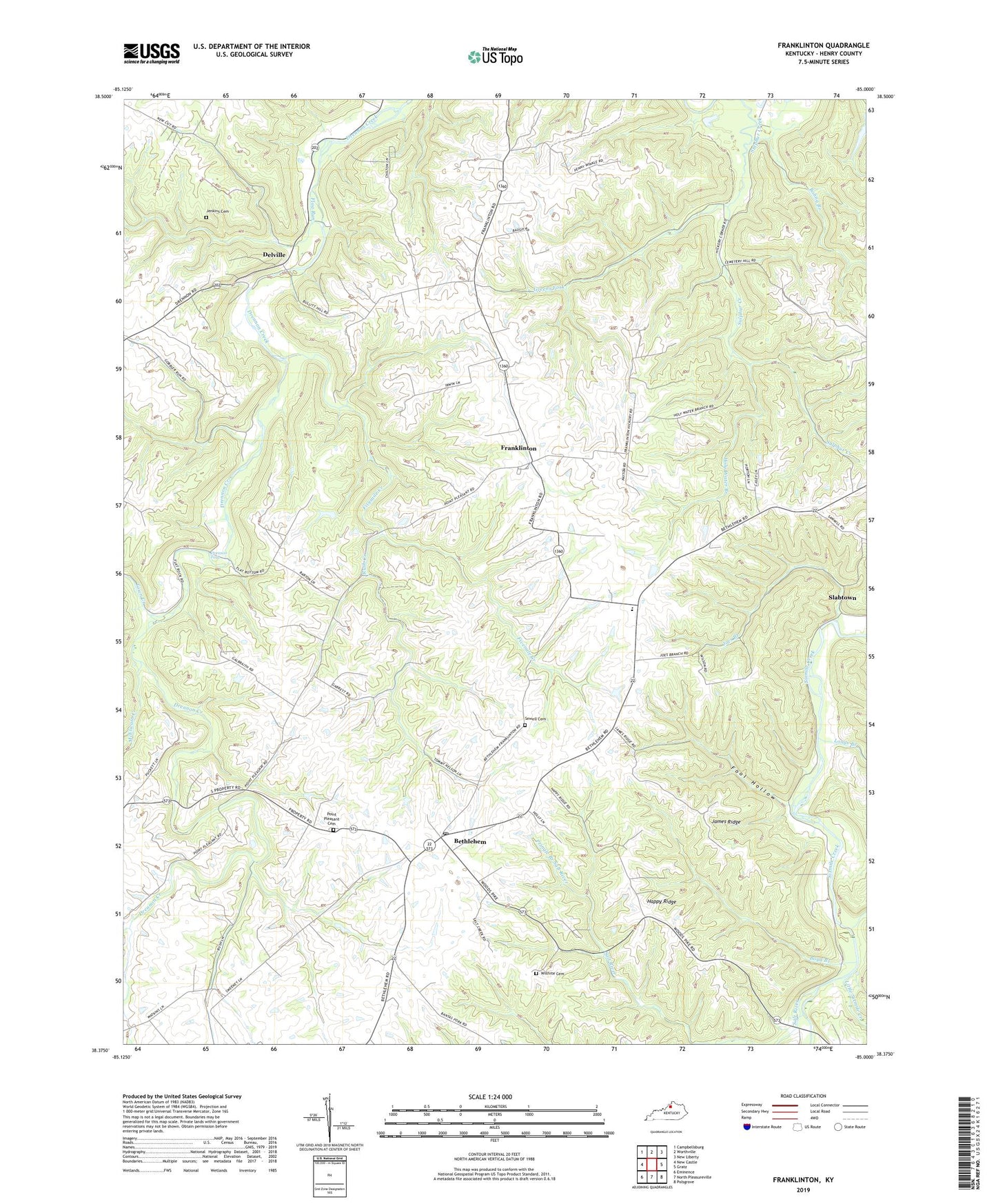 Franklinton Kentucky US Topo Map Image