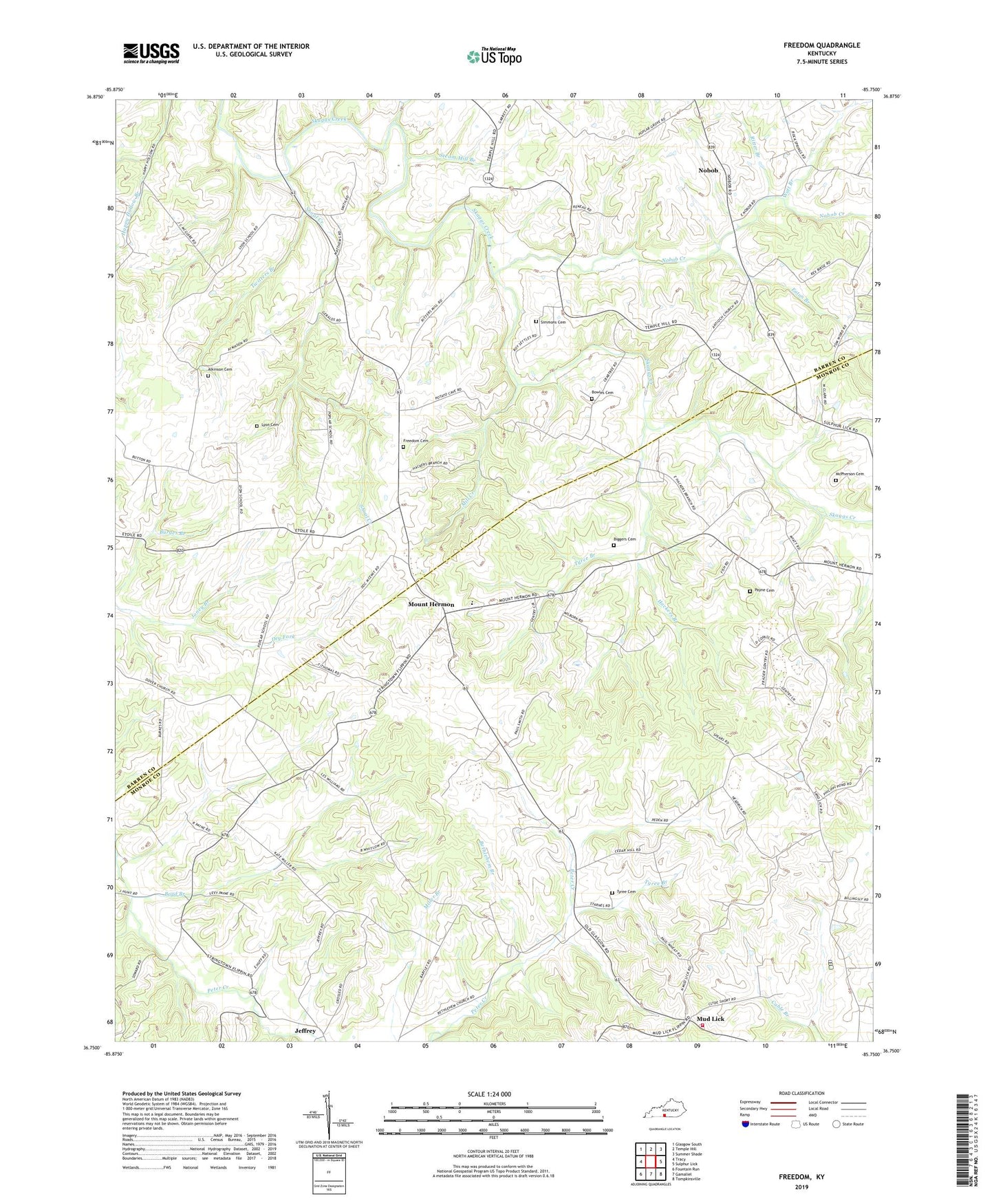 Freedom Kentucky US Topo Map Image