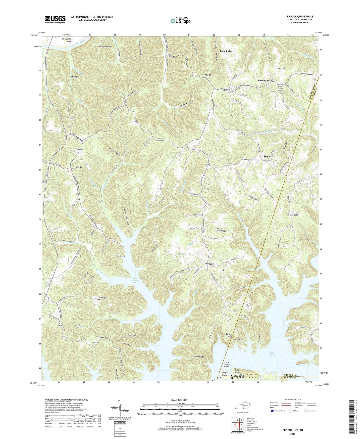 Frogue Kentucky US Topo Map Image