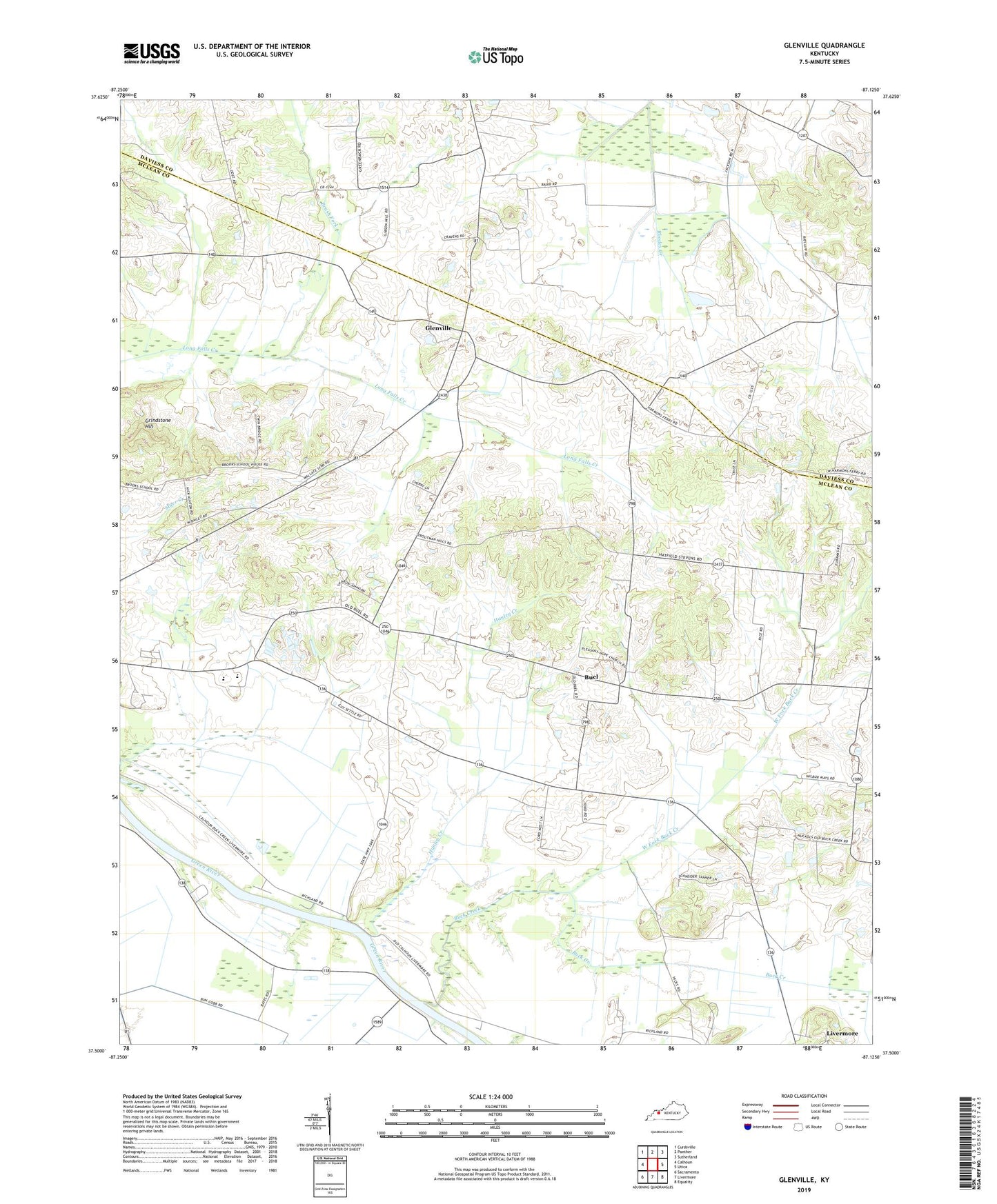 Glenville Kentucky US Topo Map Image