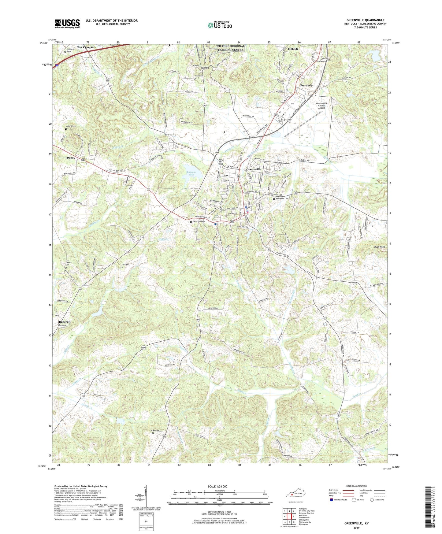 Greenville Kentucky US Topo Map Image