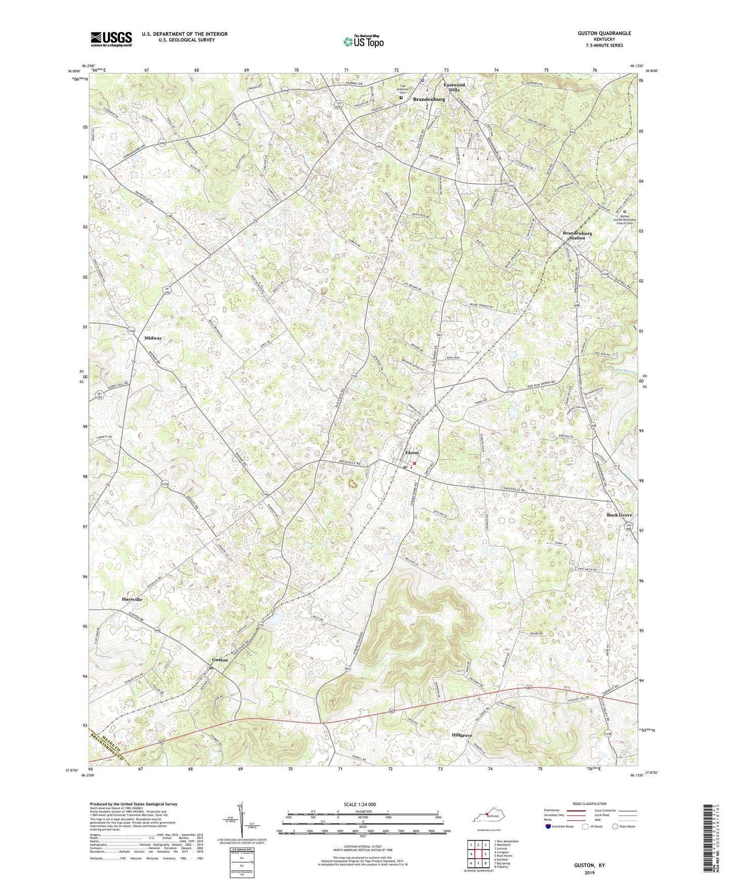 Guston Kentucky US Topo Map Image