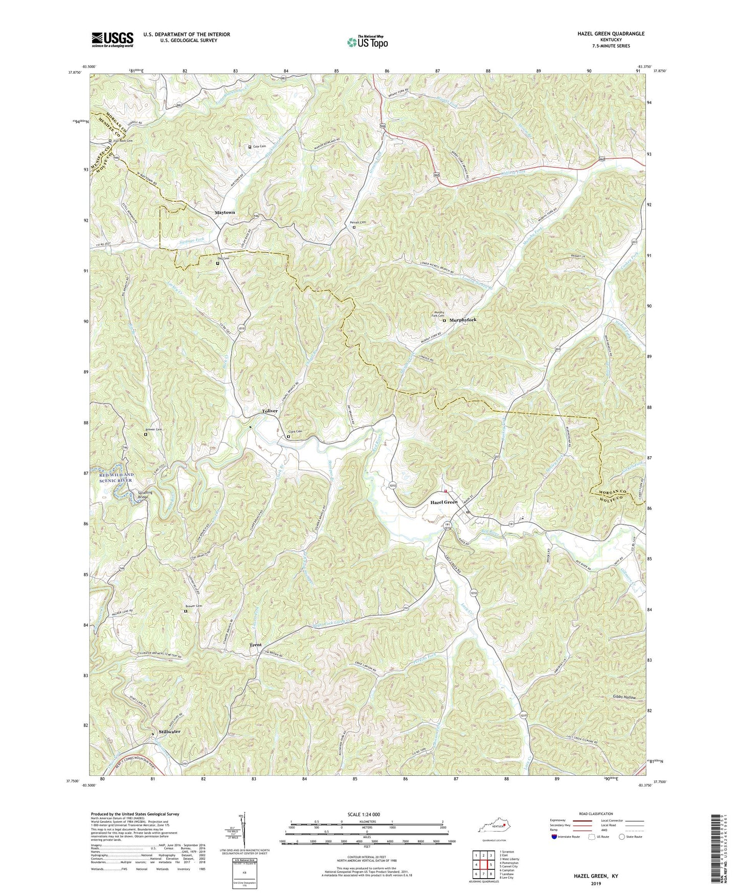 Hazel Green Kentucky US Topo Map Image