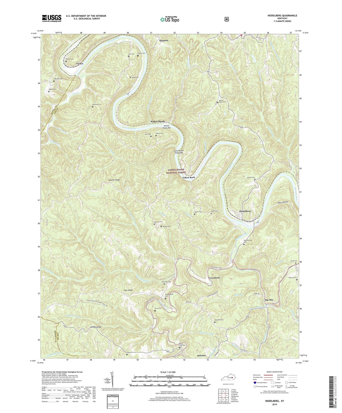 Heidelberg Kentucky US Topo Map Image