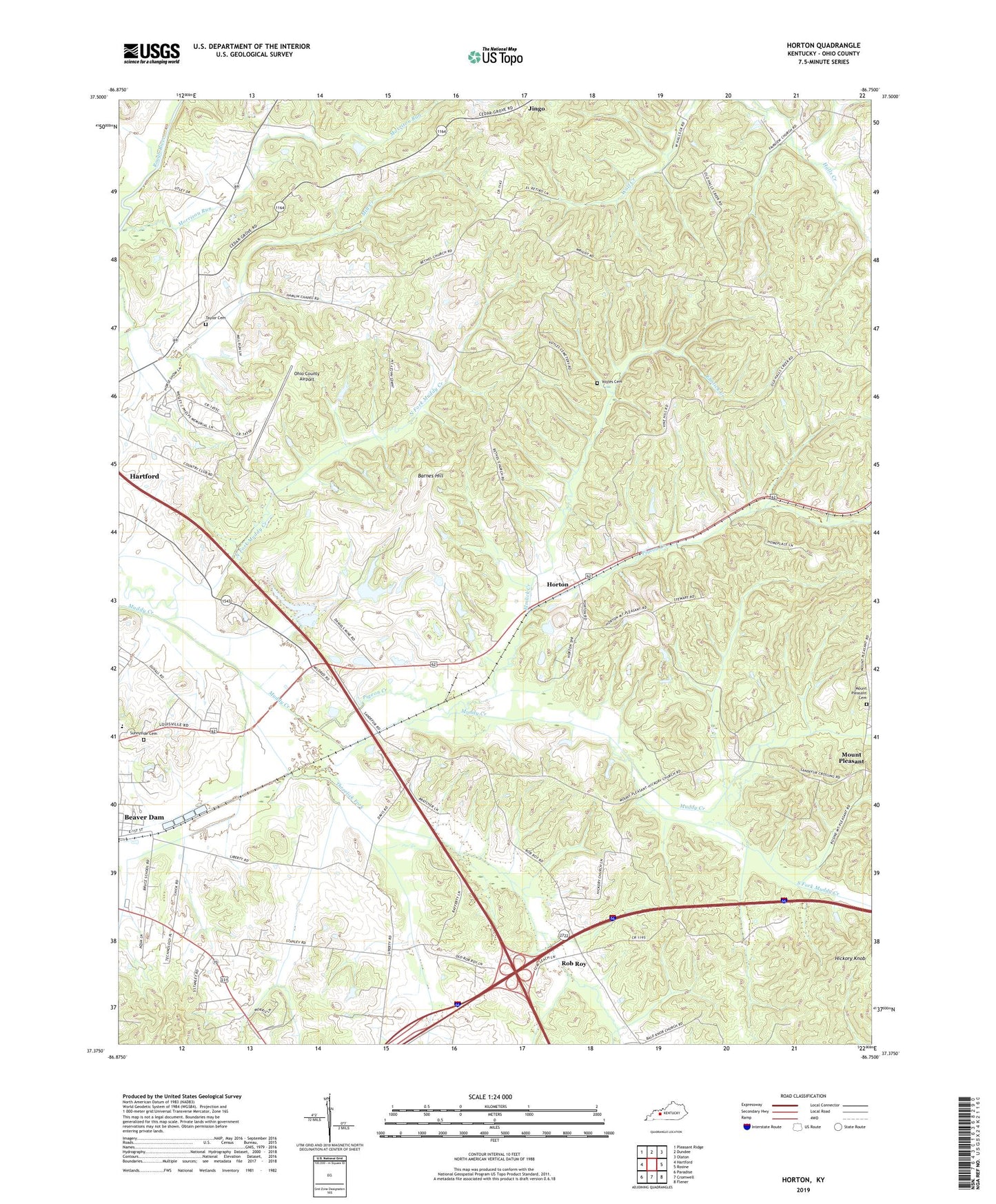 Horton Kentucky US Topo Map Image