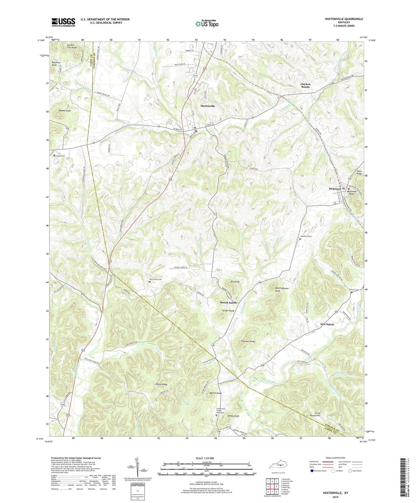Hustonville Kentucky US Topo Map Image