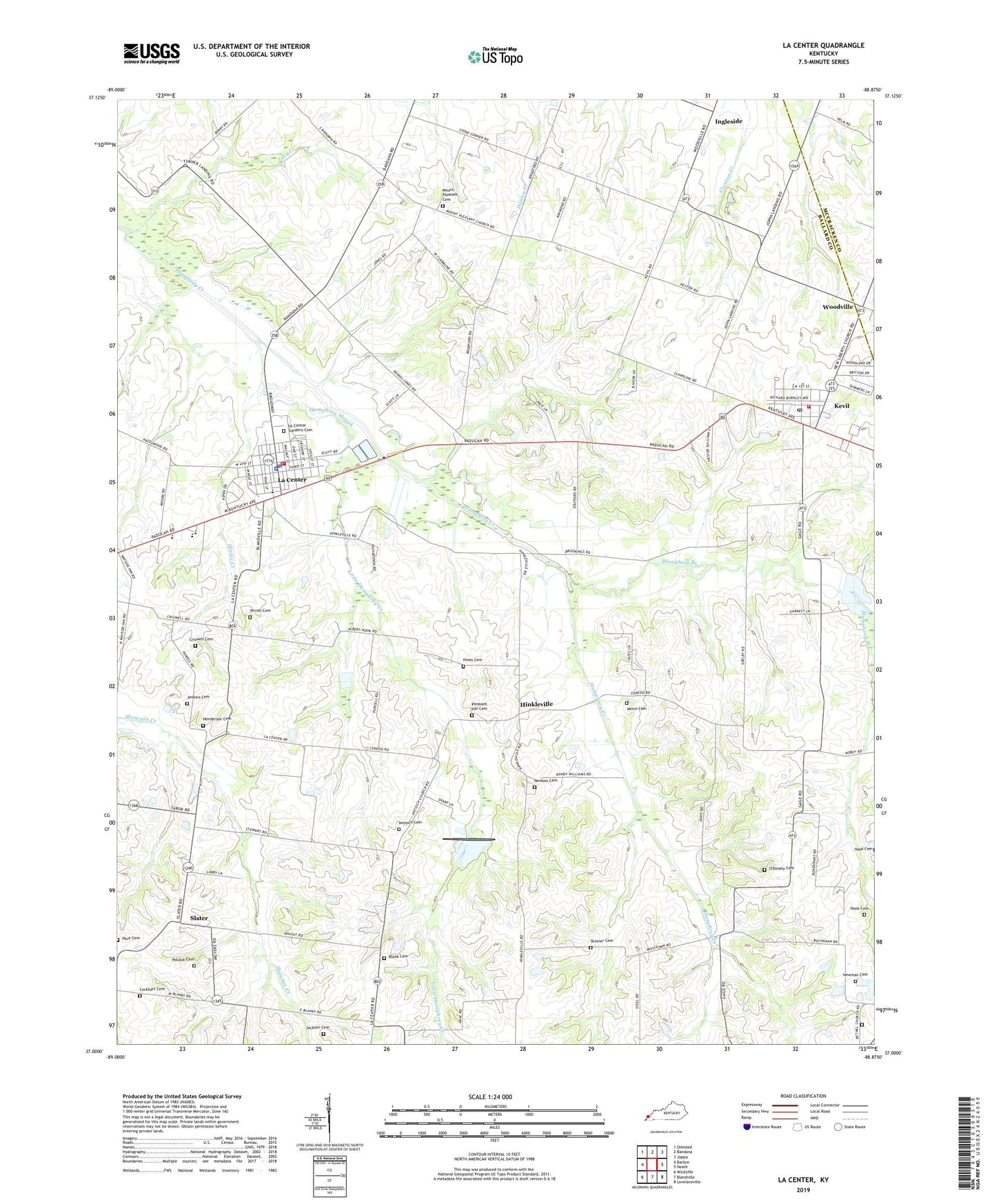 La Center Kentucky US Topo Map Image