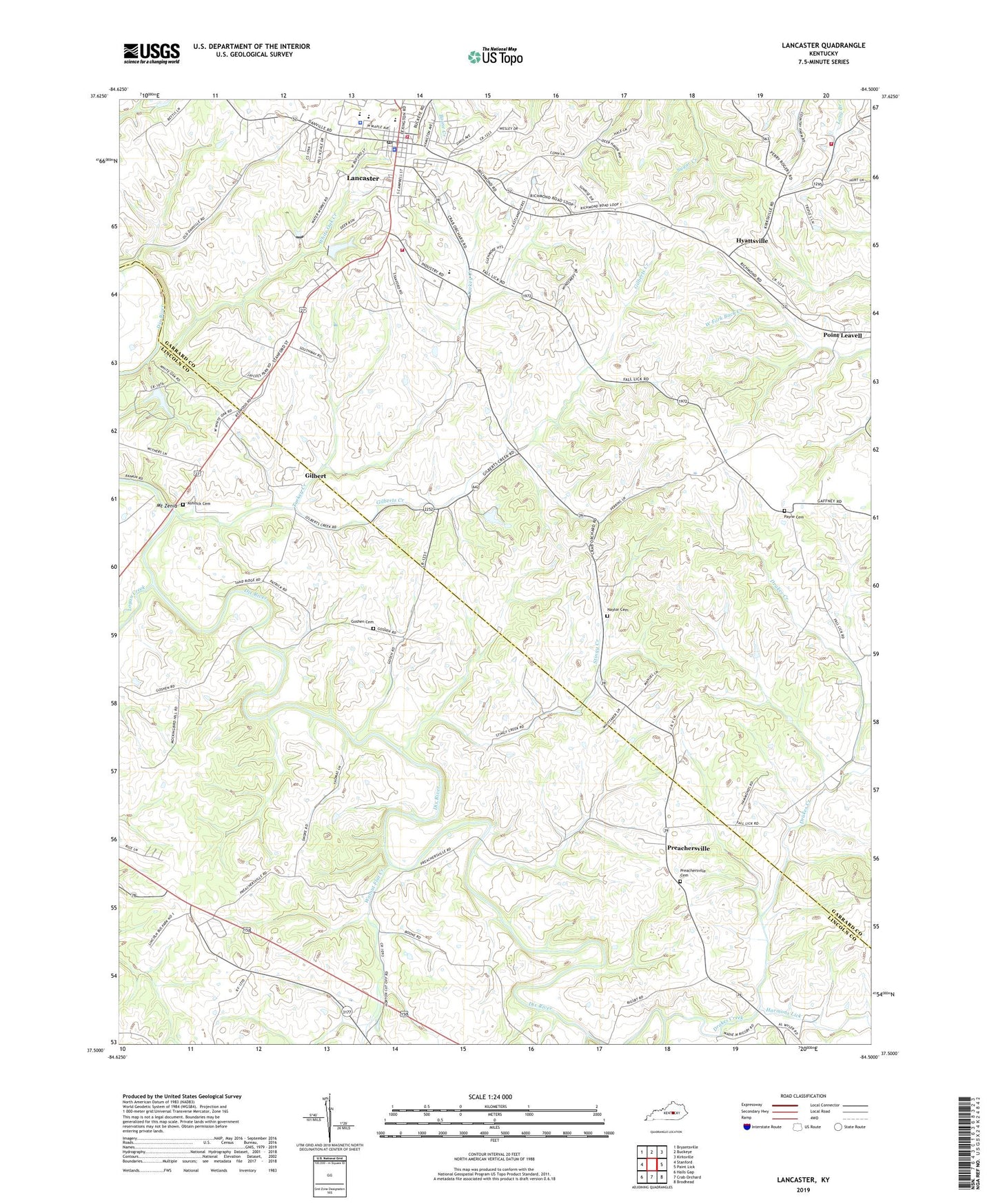 Lancaster Kentucky US Topo Map Image