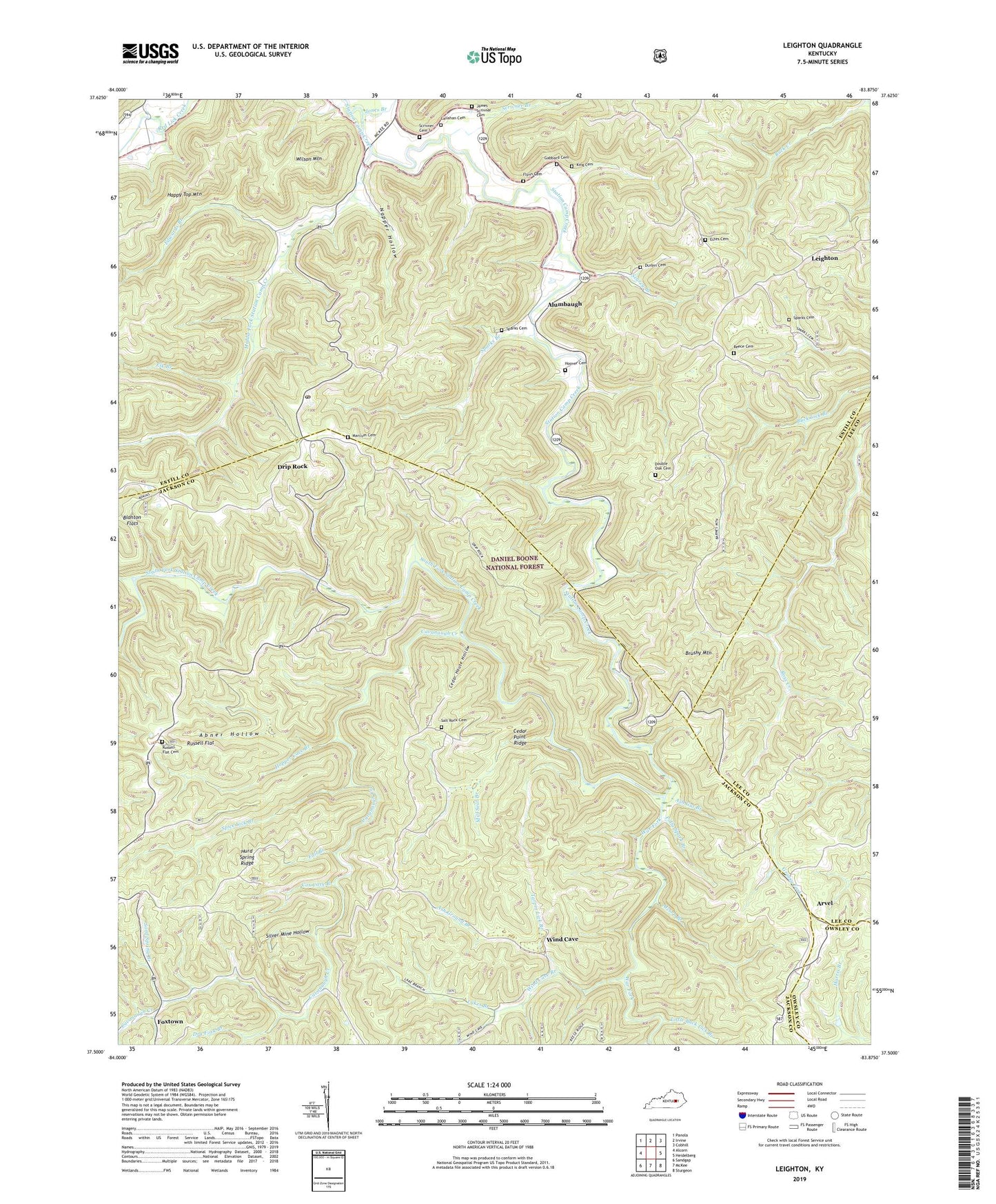 Leighton Kentucky US Topo Map Image