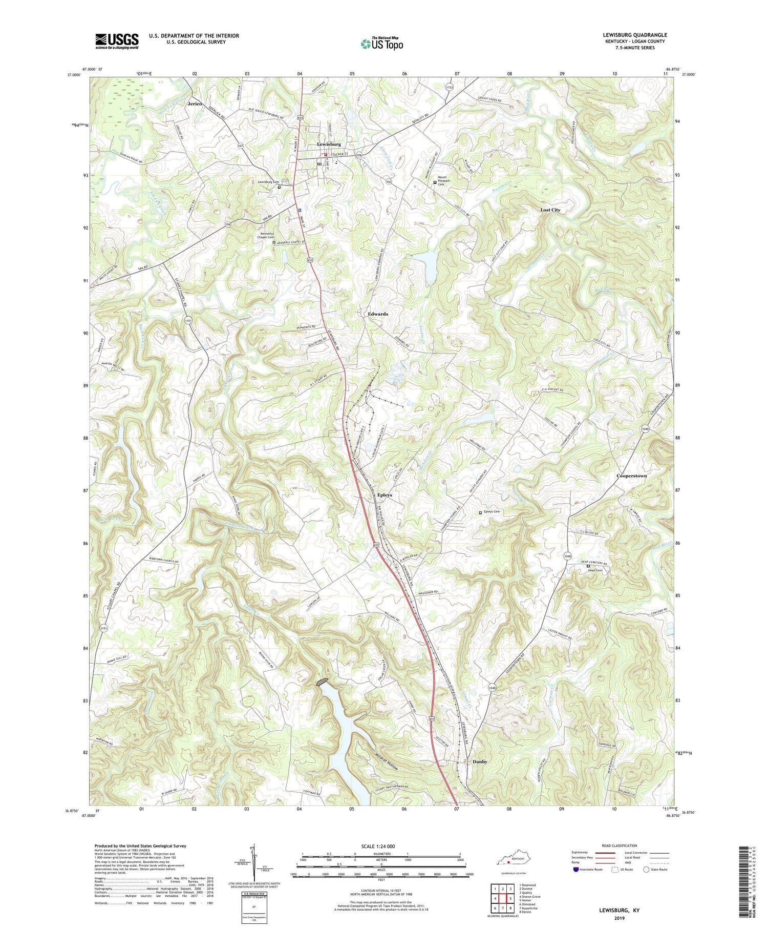 Lewisburg Kentucky US Topo Map Image