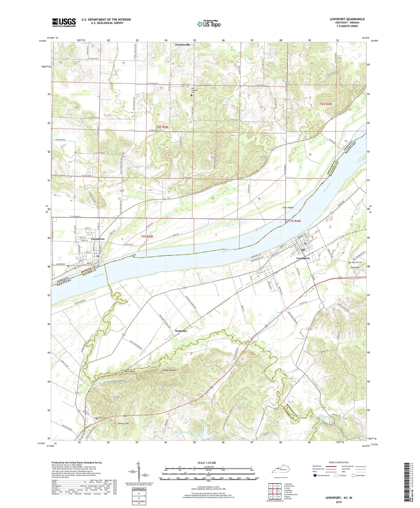 Lewisport Kentucky US Topo Map Image