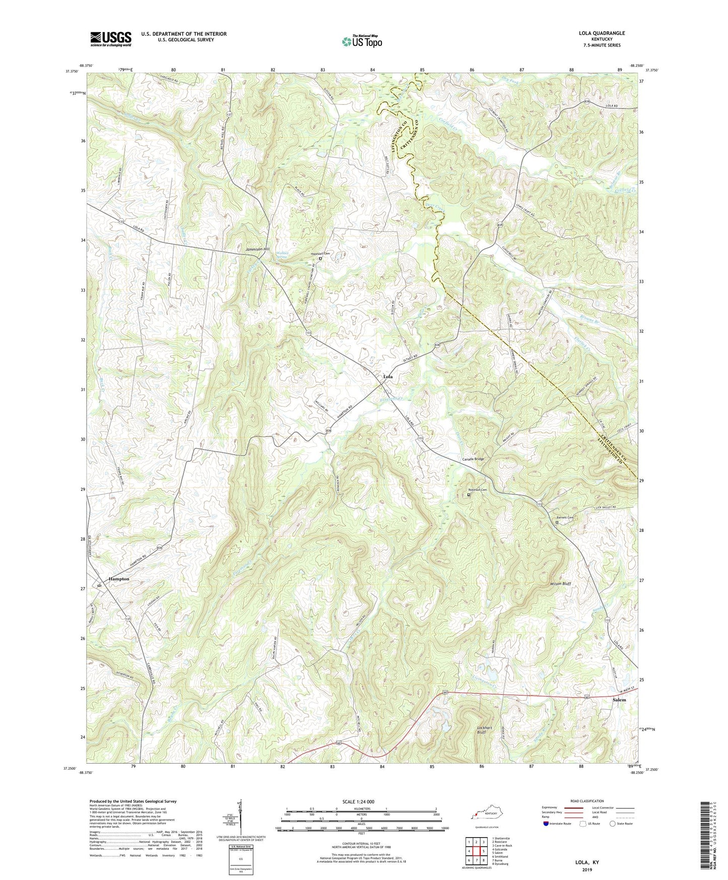 Lola Kentucky US Topo Map Image